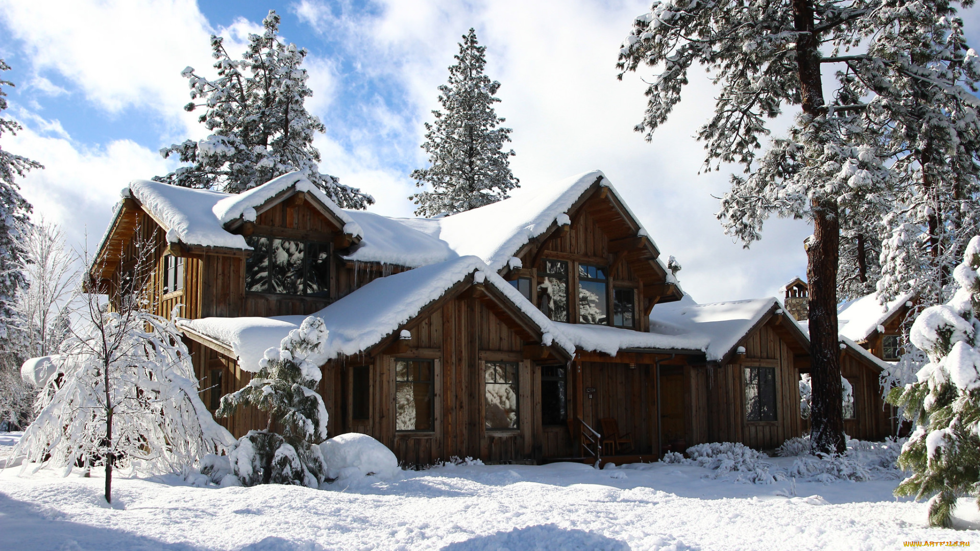 города, -, здания, , дома, зима