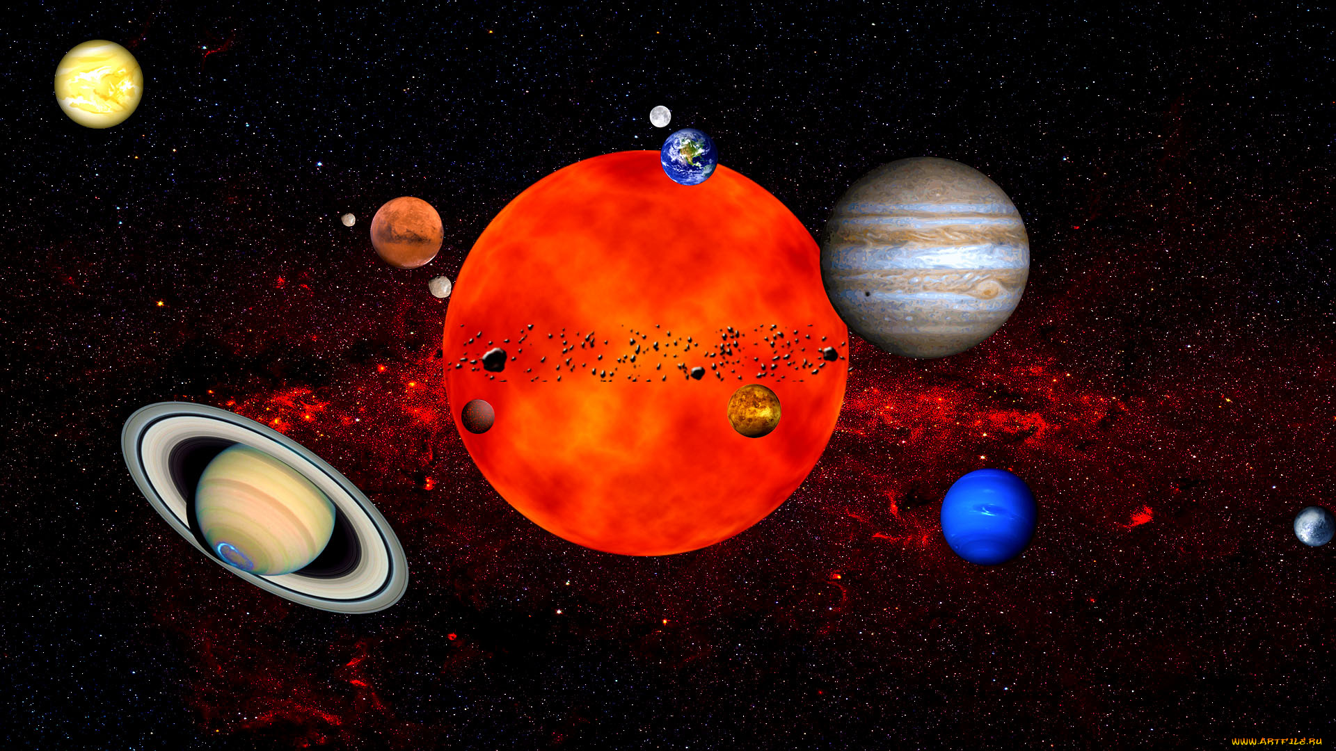 космос, арт, звезды, вселенная, планеты
