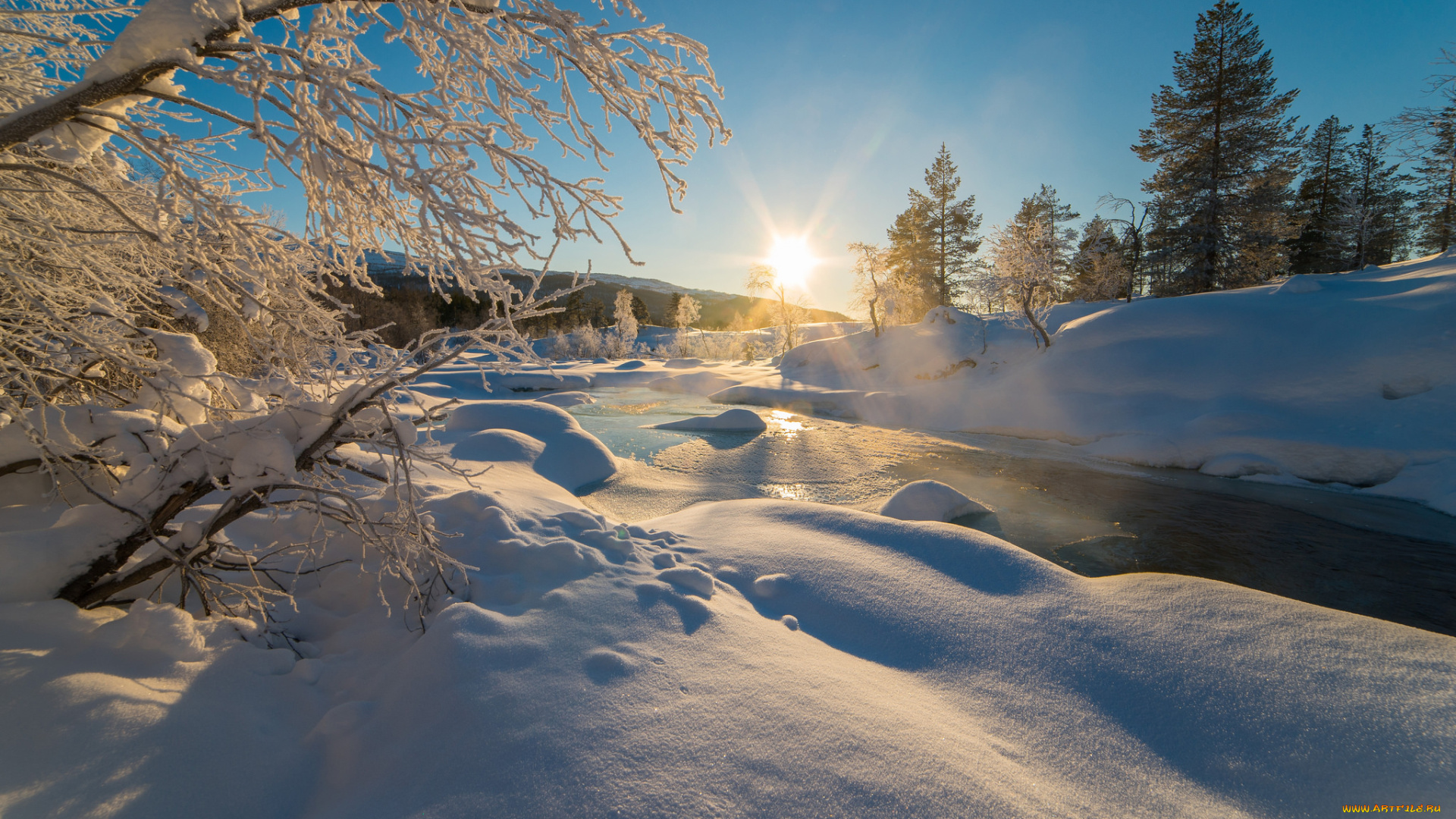 природа, зима, снег