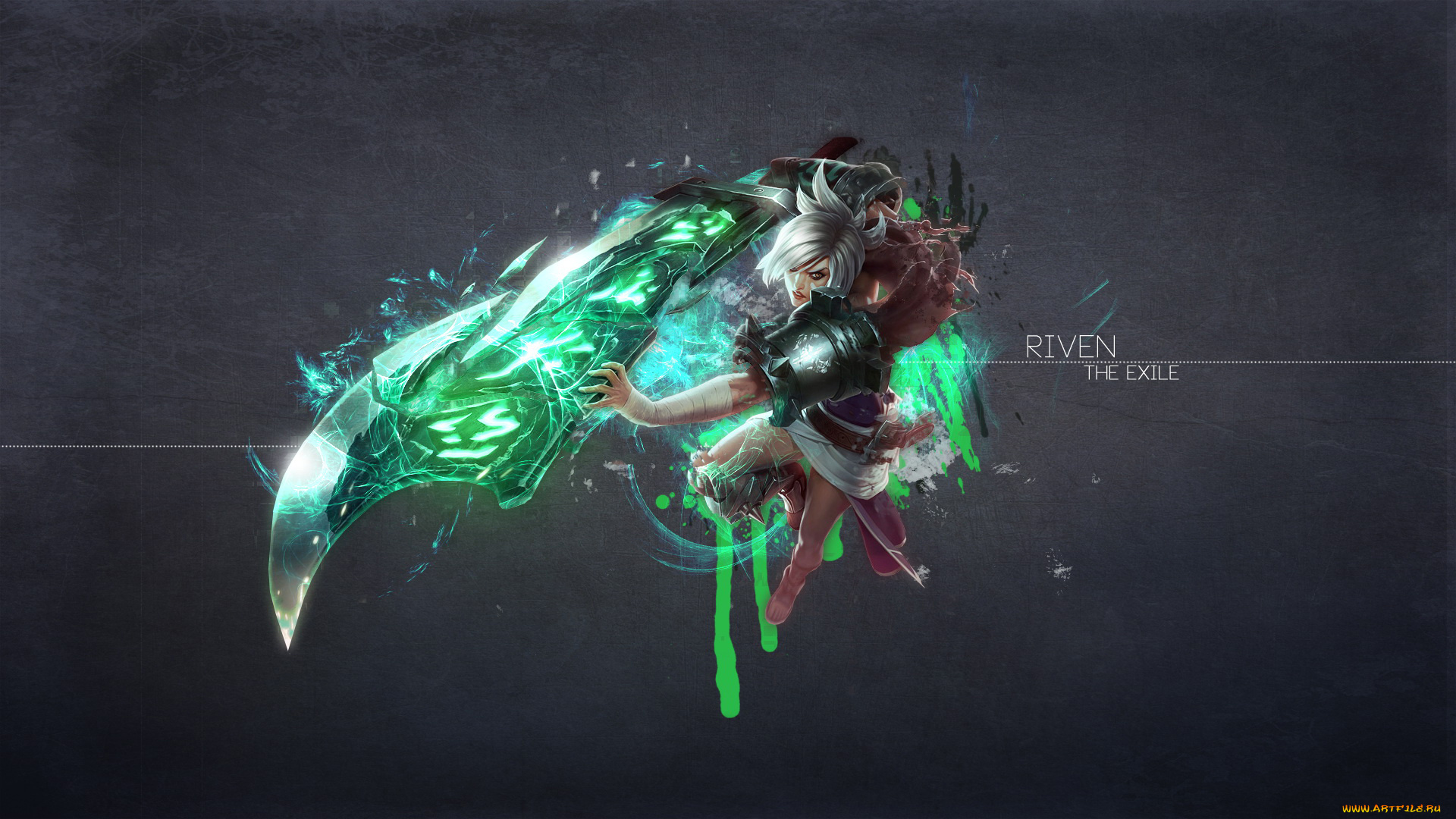 видео, игры, league, of, legends, девушка, фон, взгляд, сабля, riven