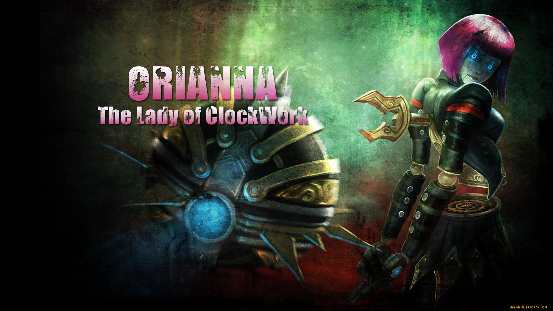 видео, игры, league, of, legends, девушка, существо, униформа, взгляд, фон, orianna