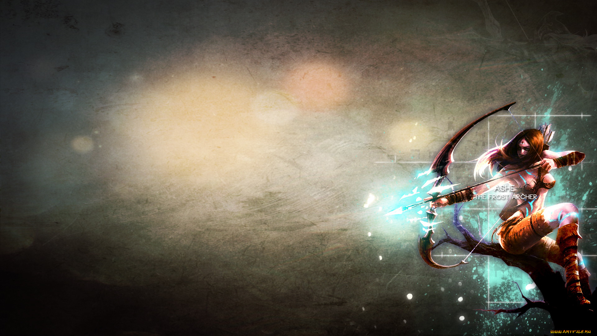 видео, игры, league, of, legends, фон, девушка, стрела, лук, ashe