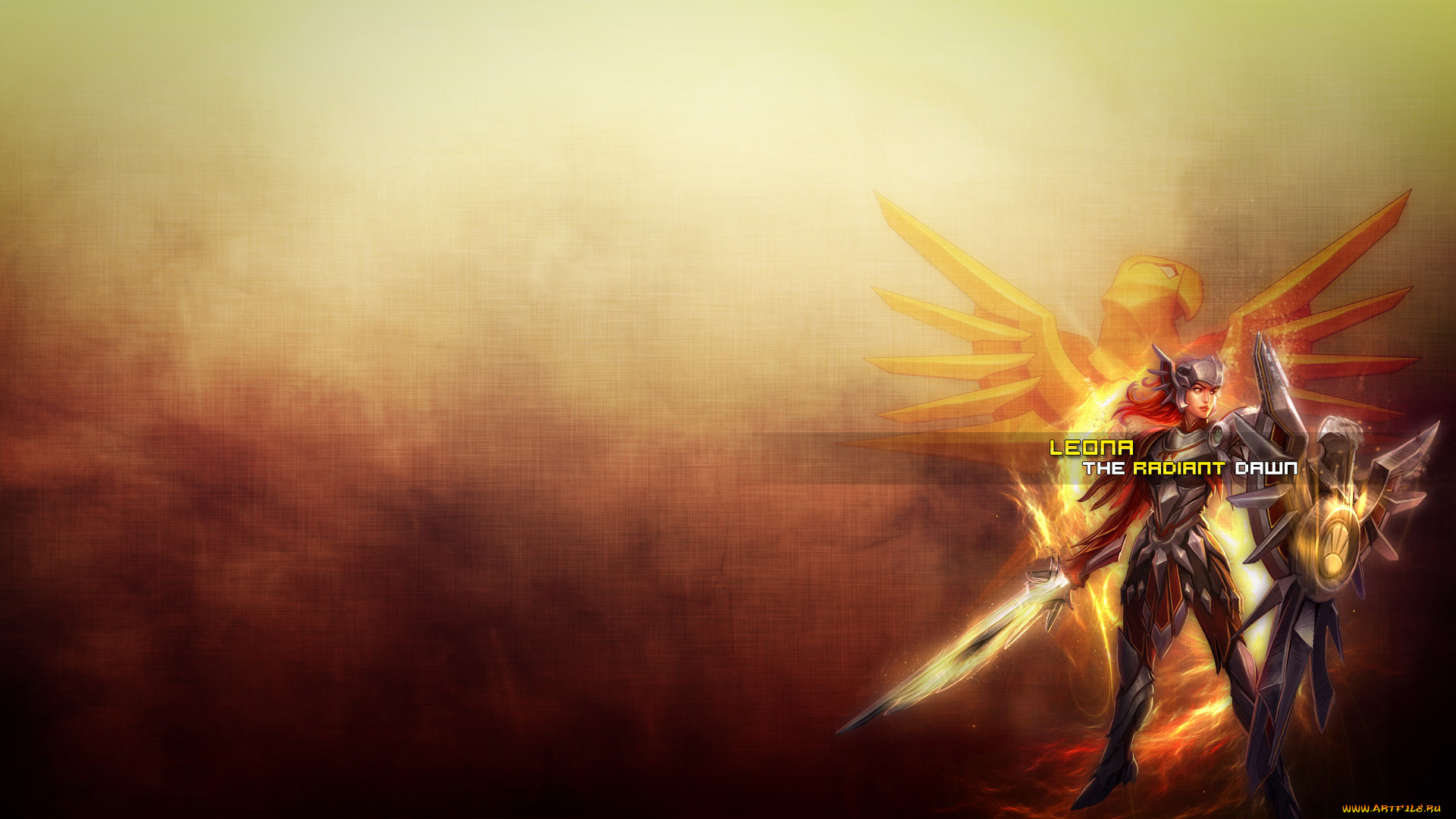 видео, игры, league, of, legends, латы, меч, взгляд, девушка, фон, щит, leona