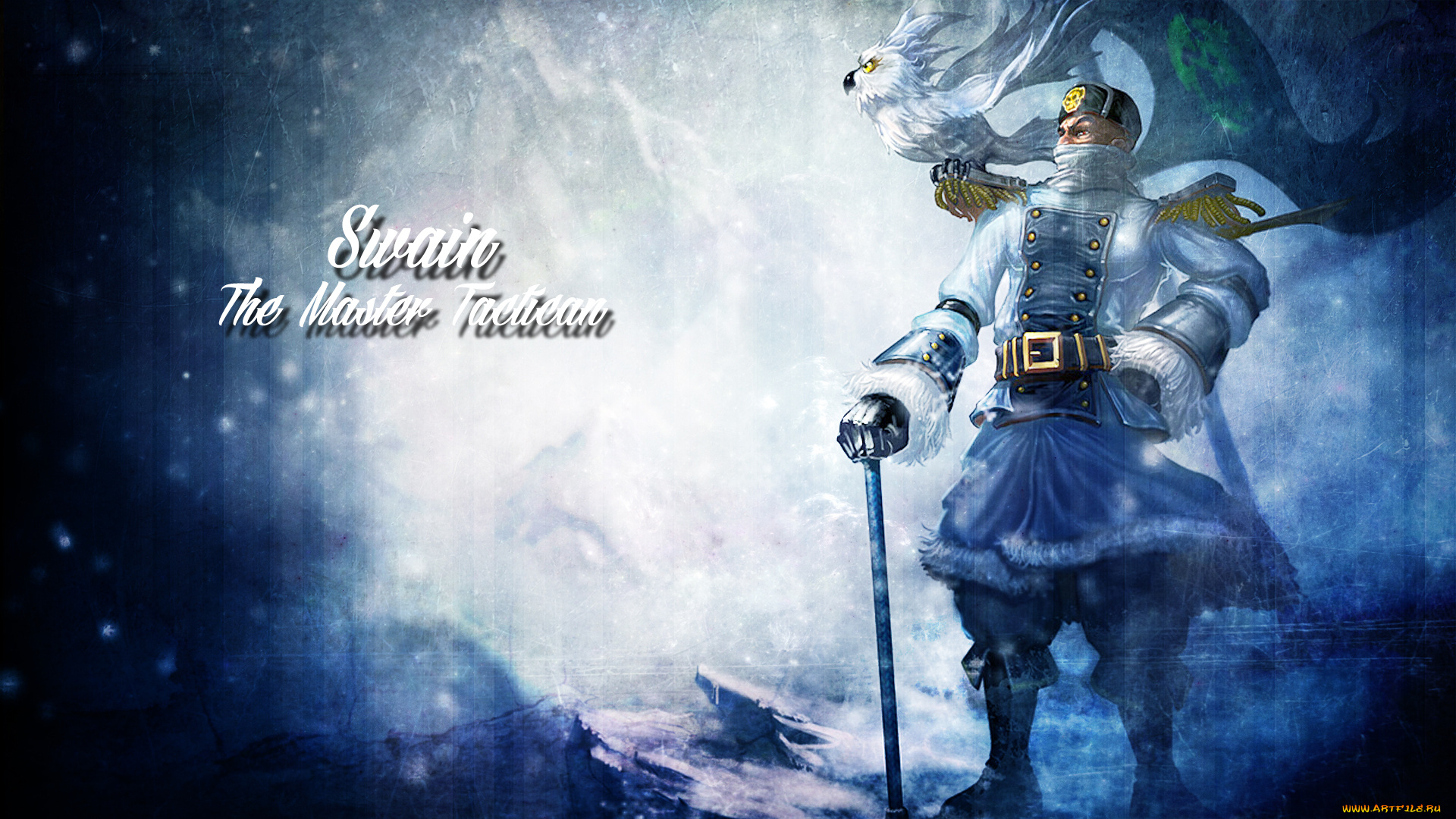 видео, игры, league, of, legends, мужчина, трость, униформа, фон, птица, swain