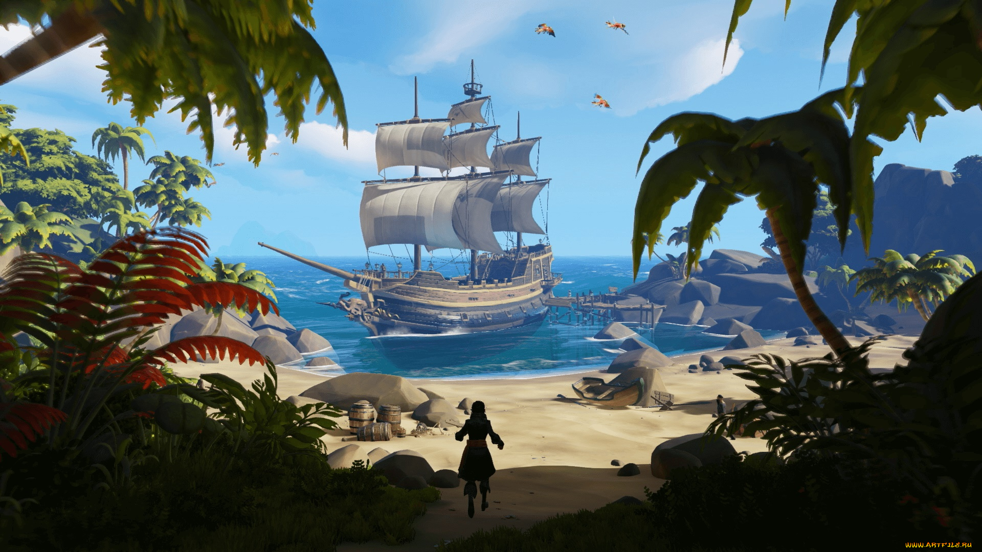 видео, игры, sea, of, thieves, парусник