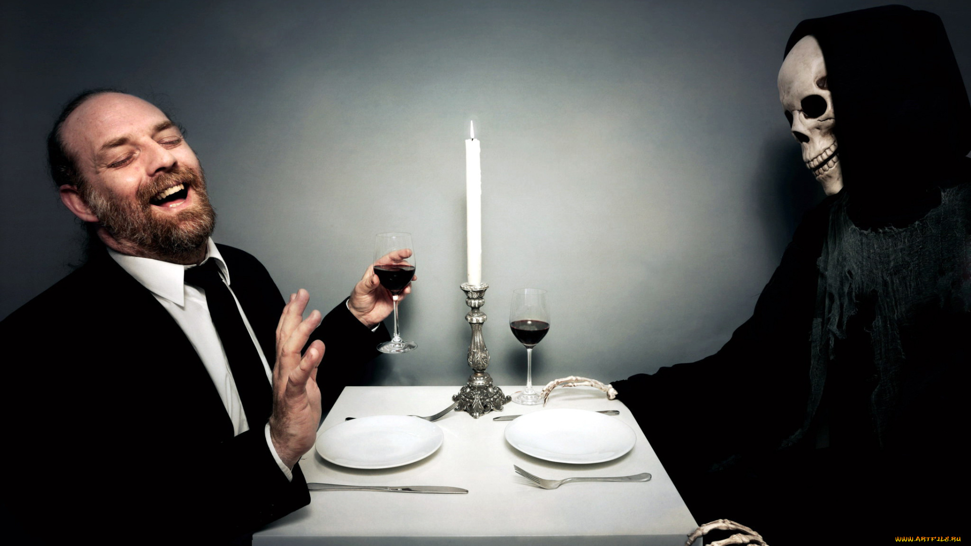 юмор, и, приколы, мужчина, смерть, вино, свеча, смех
