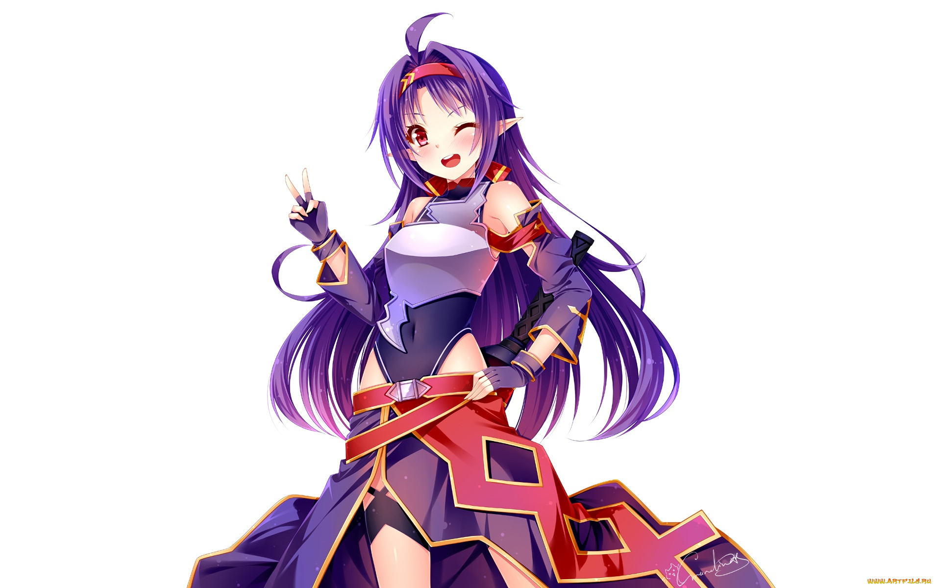 аниме, sword, art, online, девушка, взгляд, фон