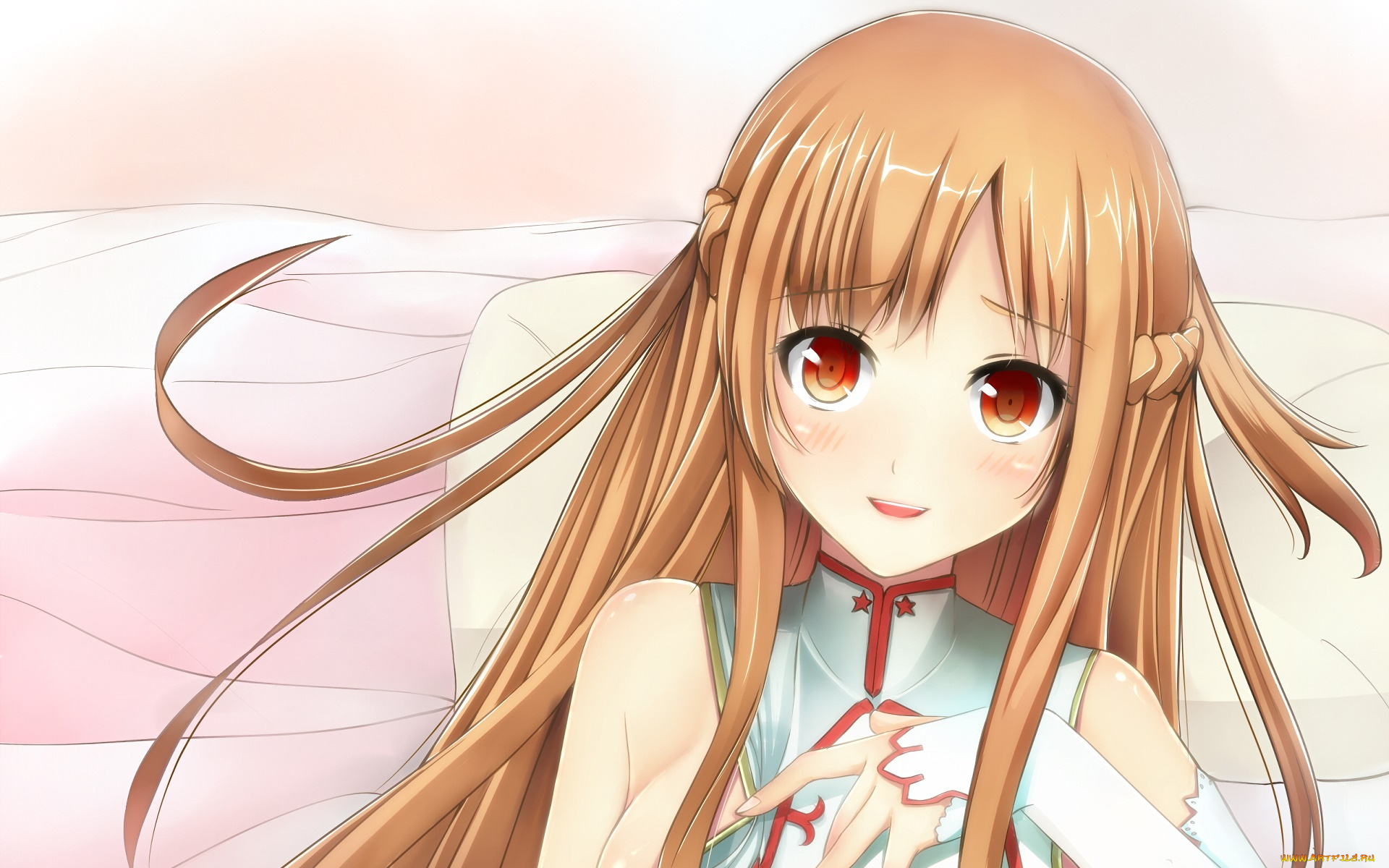 аниме, sword, art, online, девушка, взгляд, фон