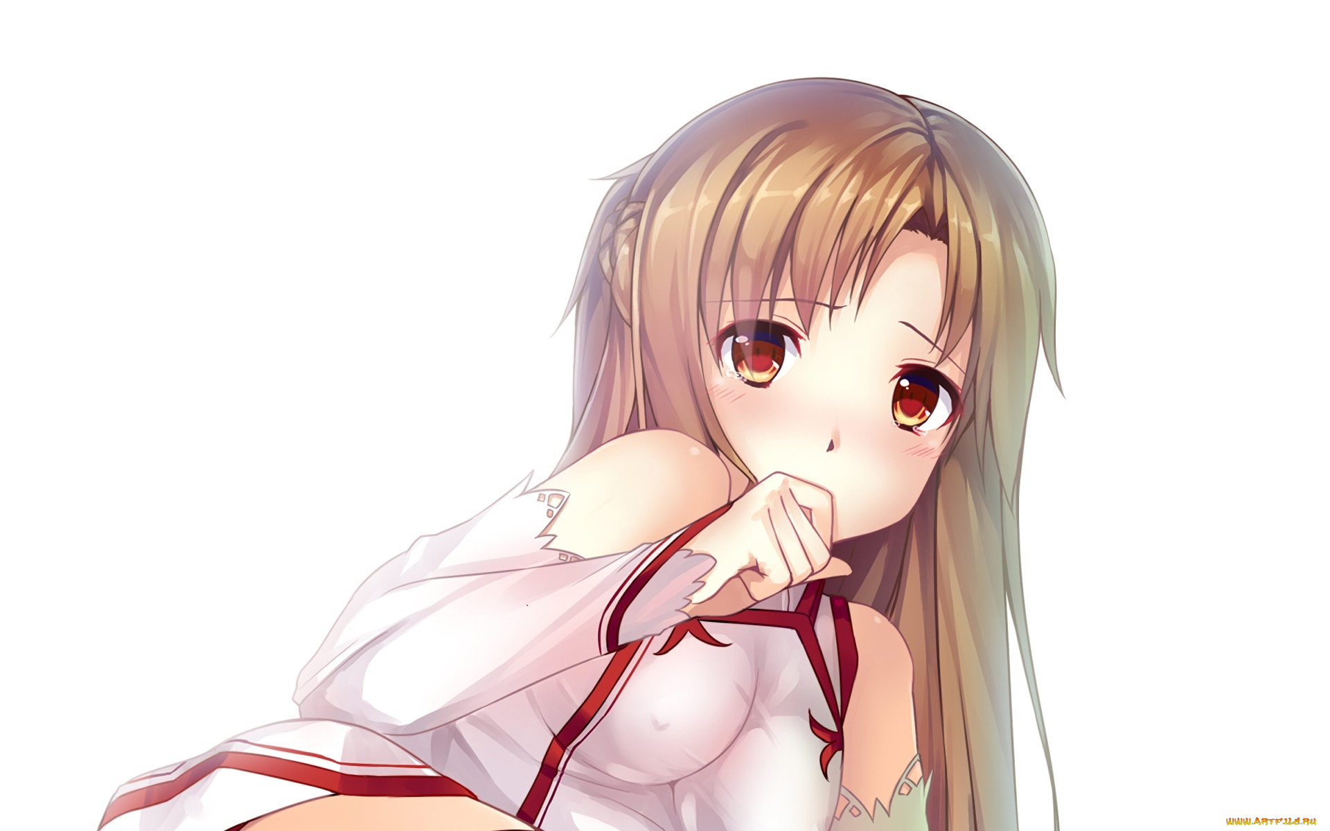 аниме, sword, art, online, девушка, взгляд, фон