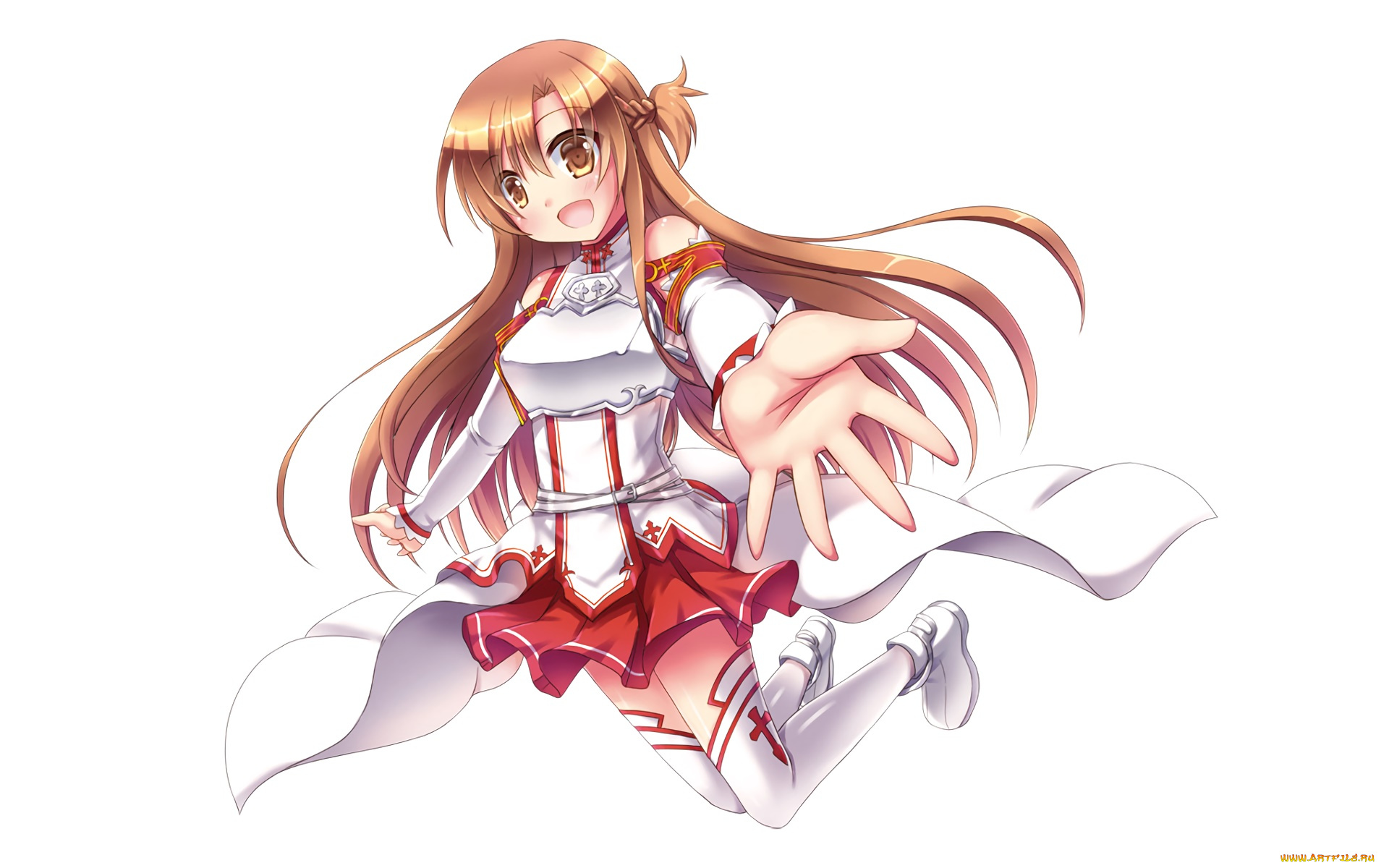 аниме, sword, art, online, девушка, взгляд, фон