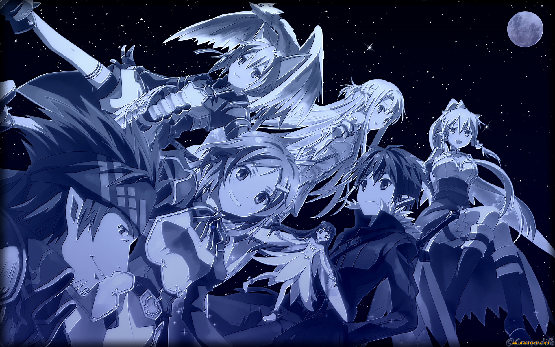 аниме, sword, art, online, взгляд, девушки, фон