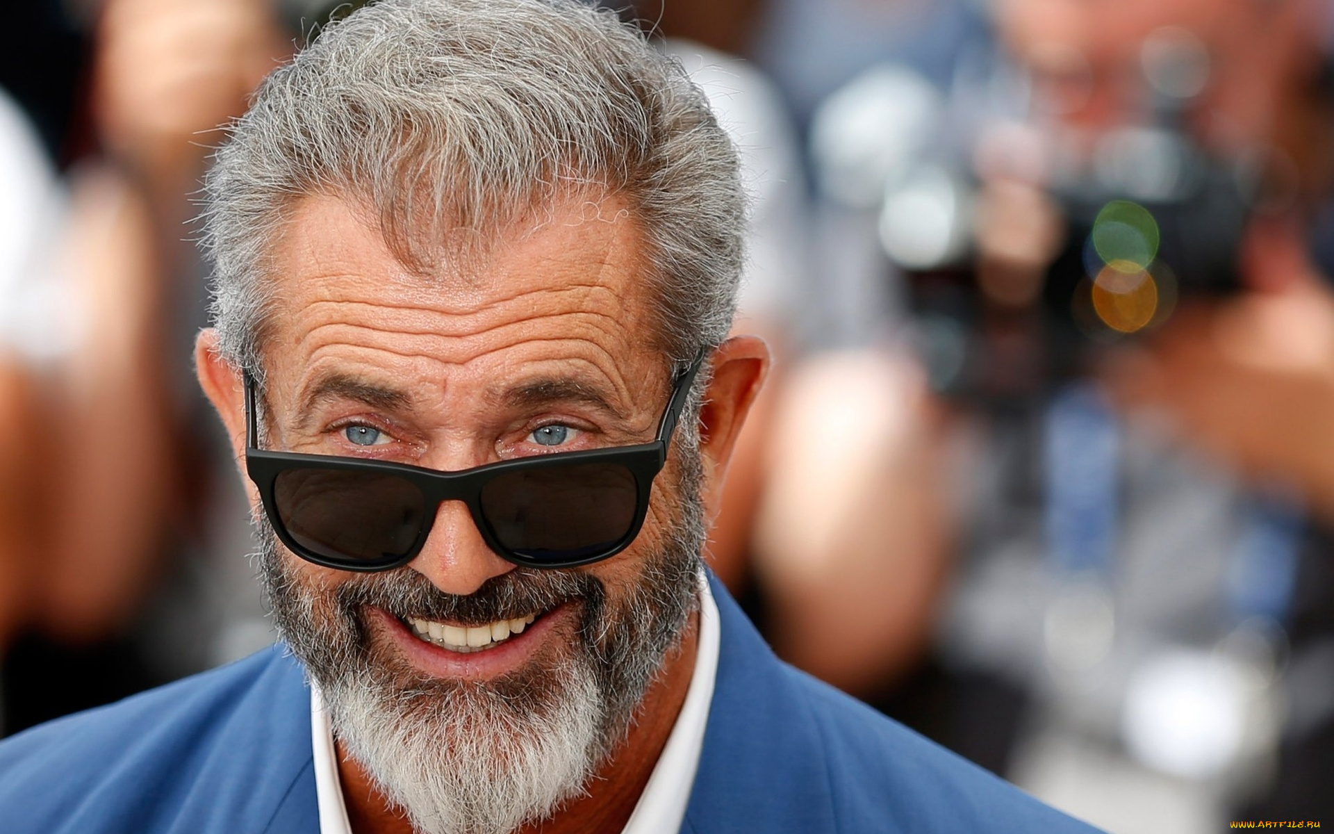 мужчины, mel, gibson, седина, борода, очки, улыбка