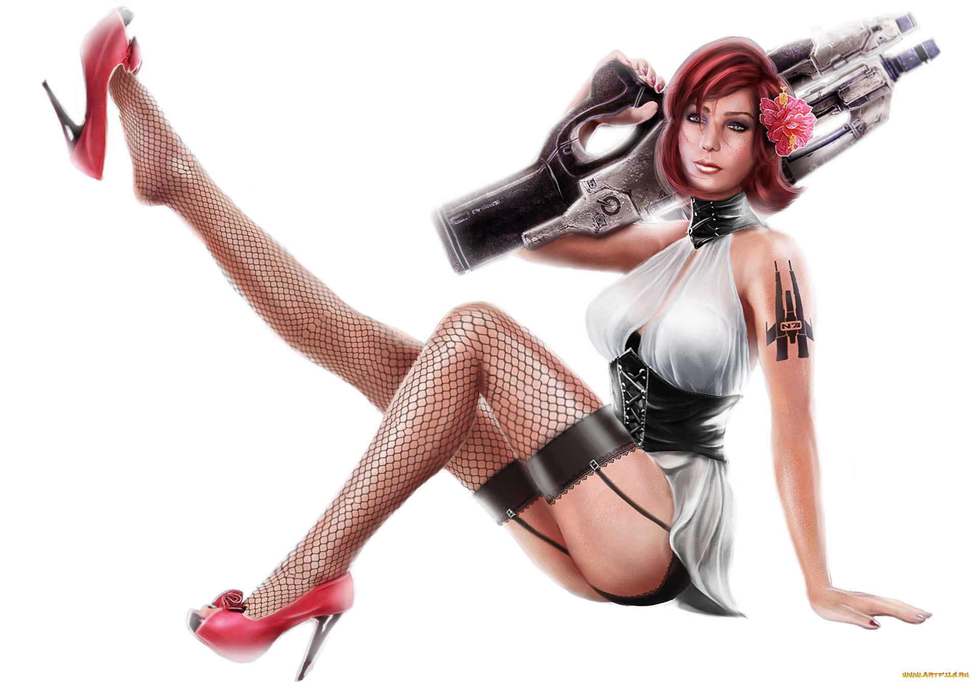 фэнтези, девушки, взгляд, девушка, фон, оружие