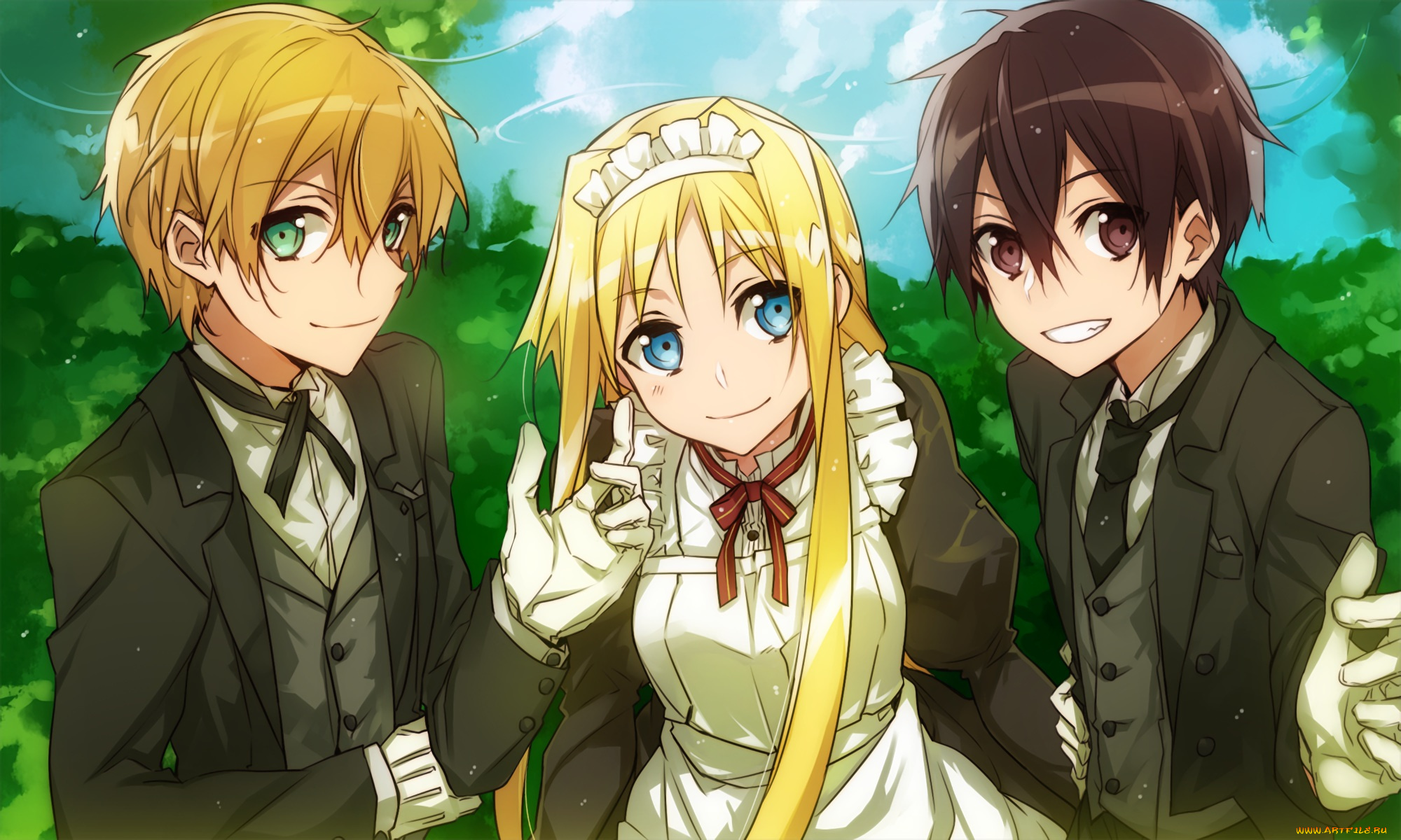 аниме, sword, art, online, kirigaya, kazuto, eugeo, alice, schuberg