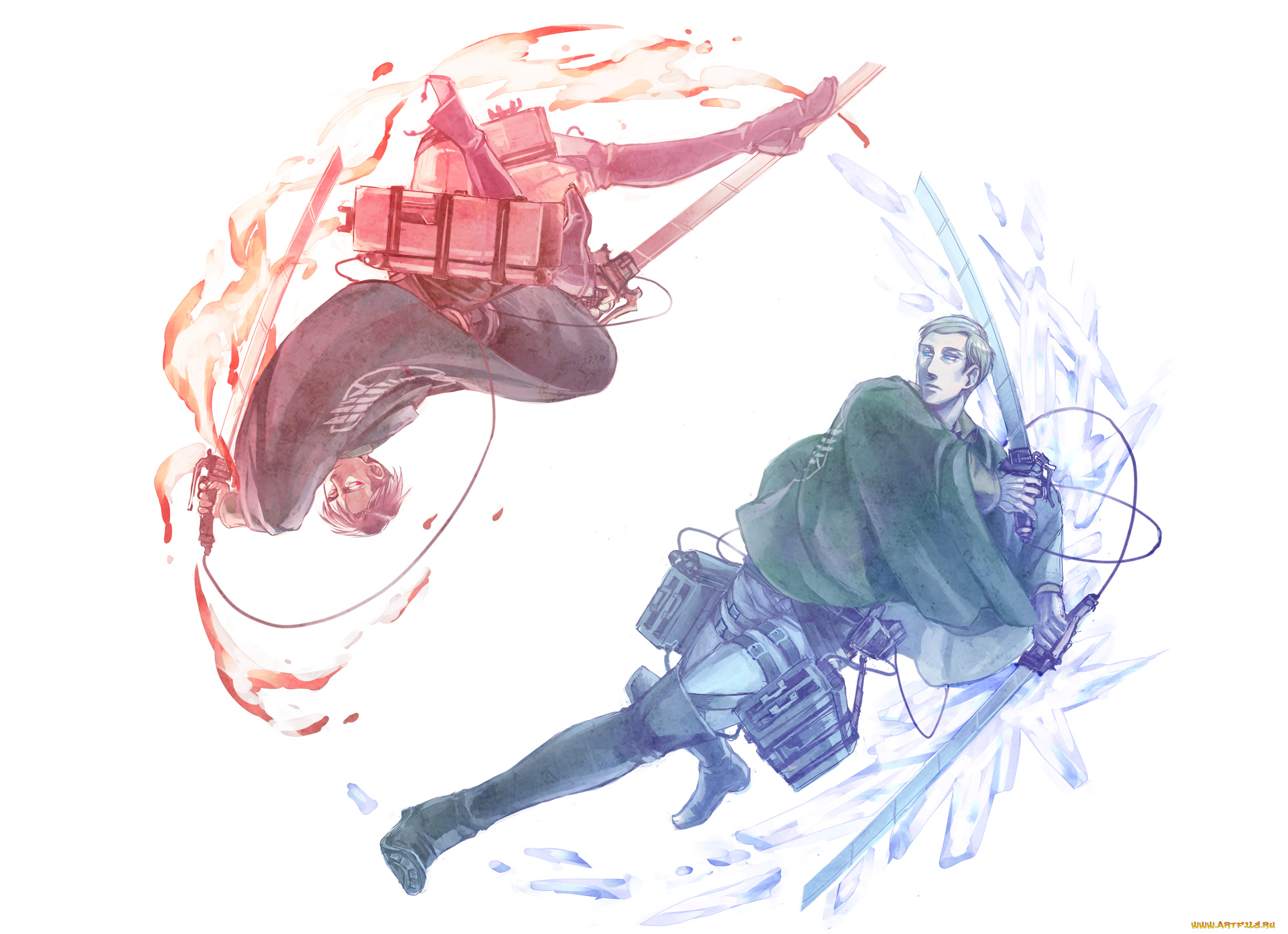 аниме, shingeki, no, kyojin, леви, эрвин