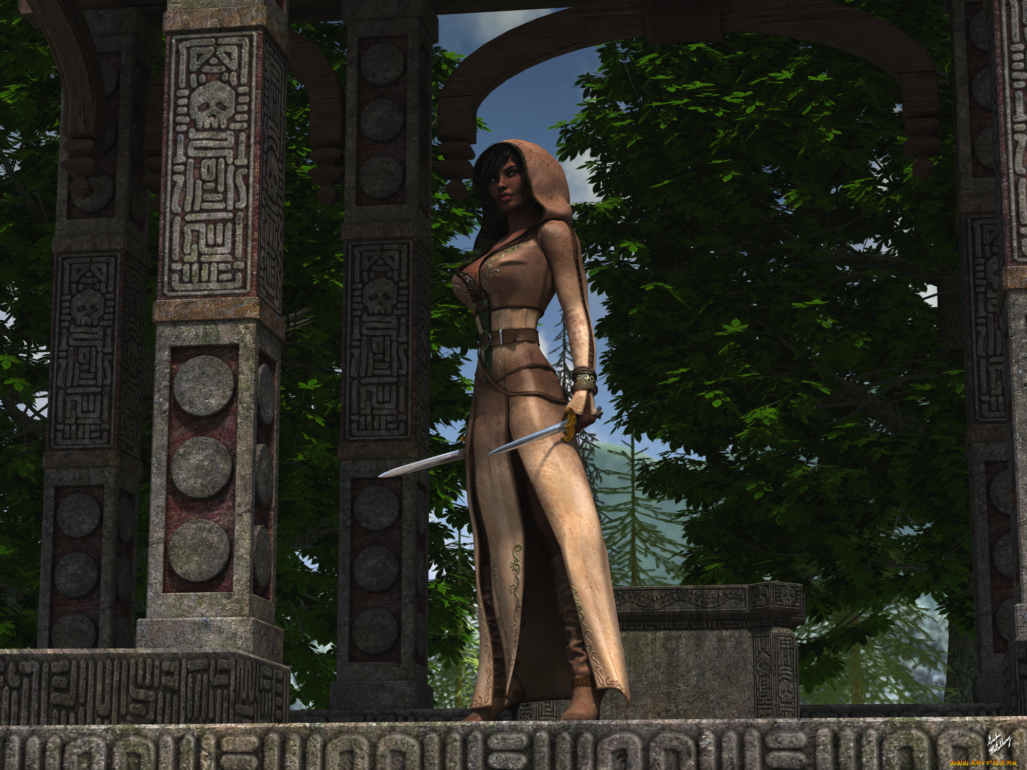 3д, графика, фантазия, , fantasy, фон, взгляд, девушка