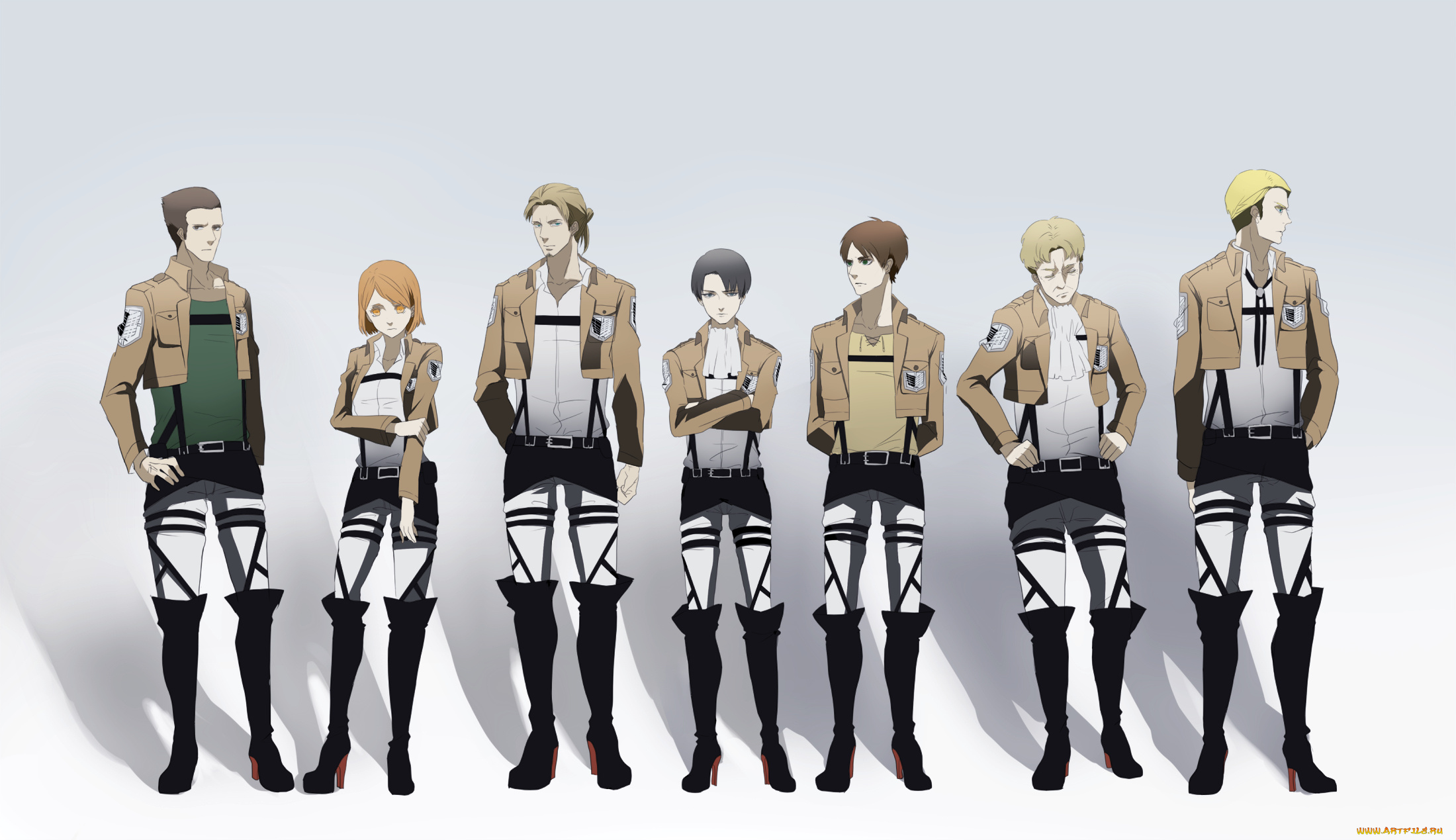 аниме, shingeki, no, kyojin, солдаты