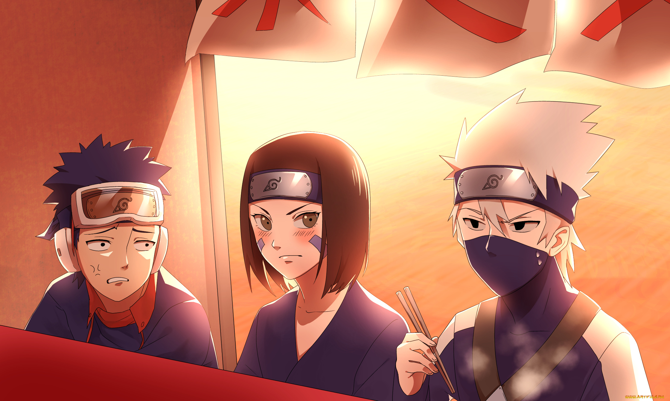 аниме, naruto, team, minato