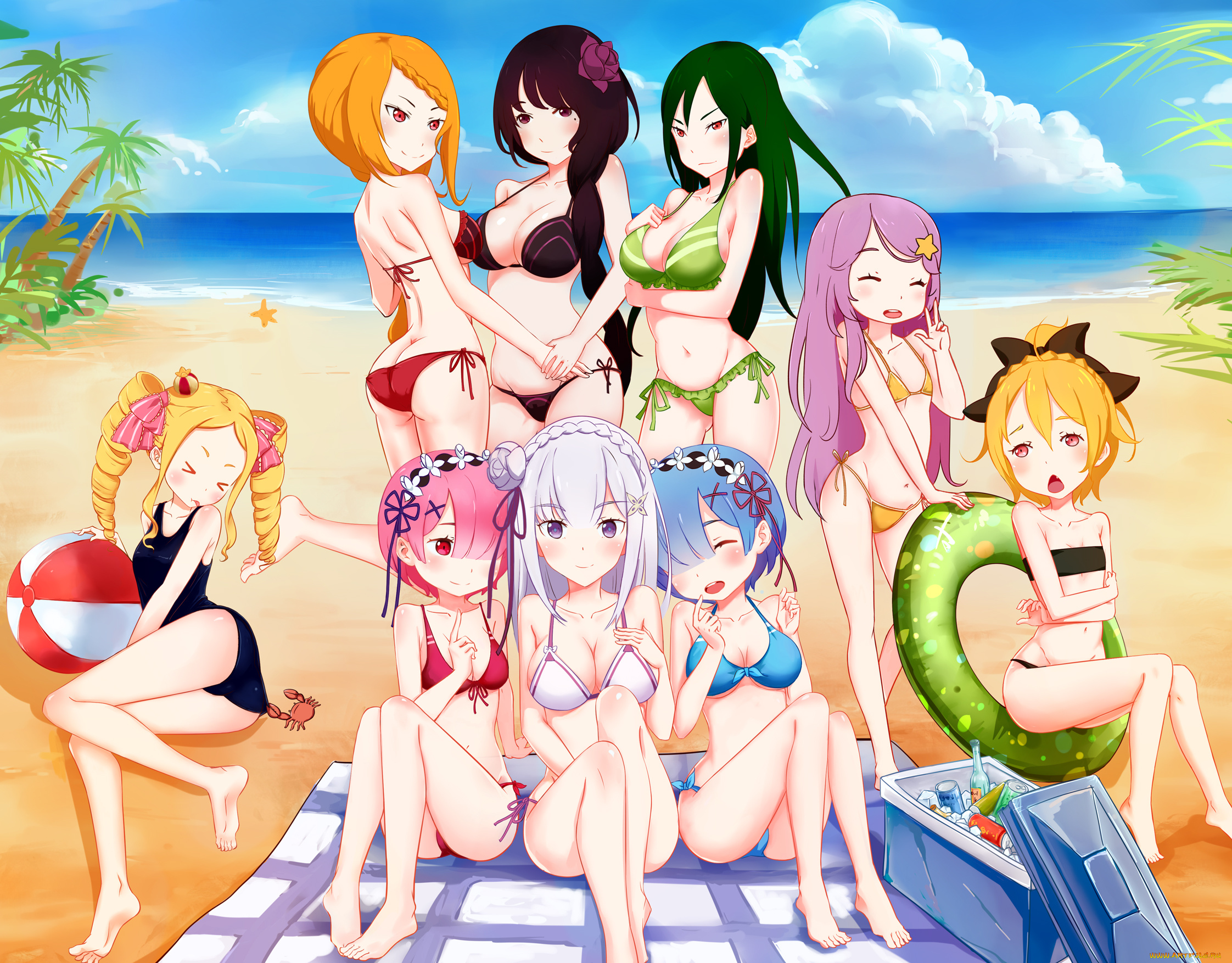 аниме, re, , zero, kara, hajimeru, isekai, seikatsu, девушки