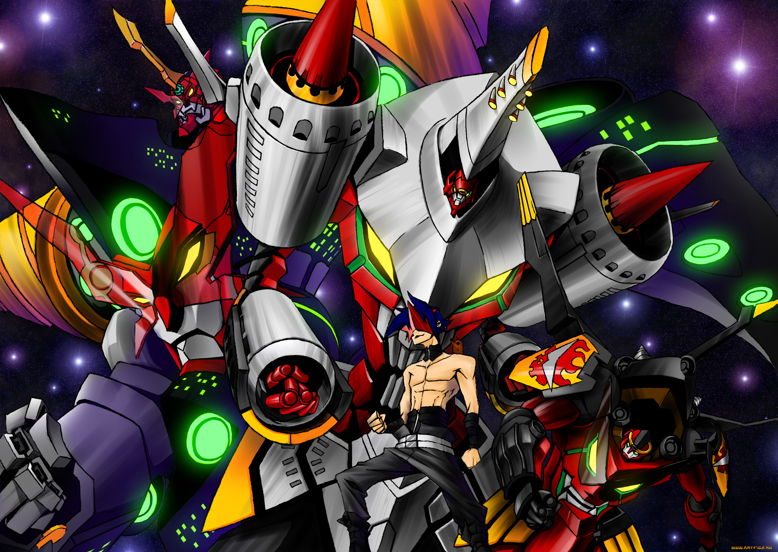 аниме, tengen, toppa, gurren-lagann, simon