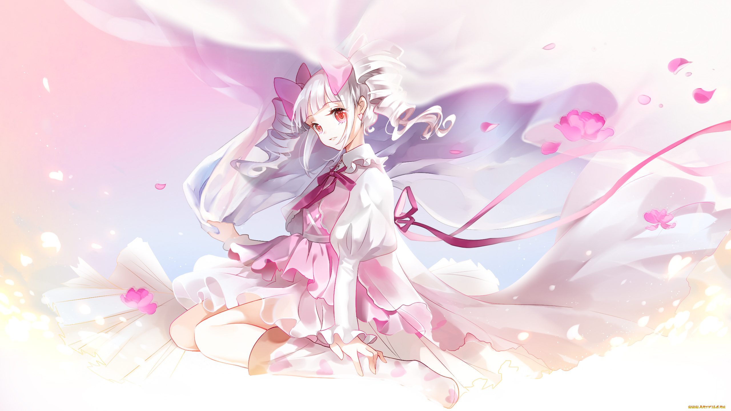 аниме, unknown, , другое, девушка, взгляд, фон