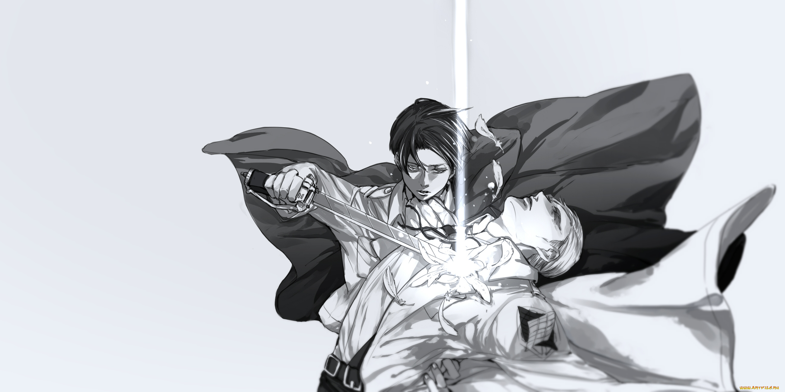 аниме, shingeki, no, kyojin, эрвин, леви