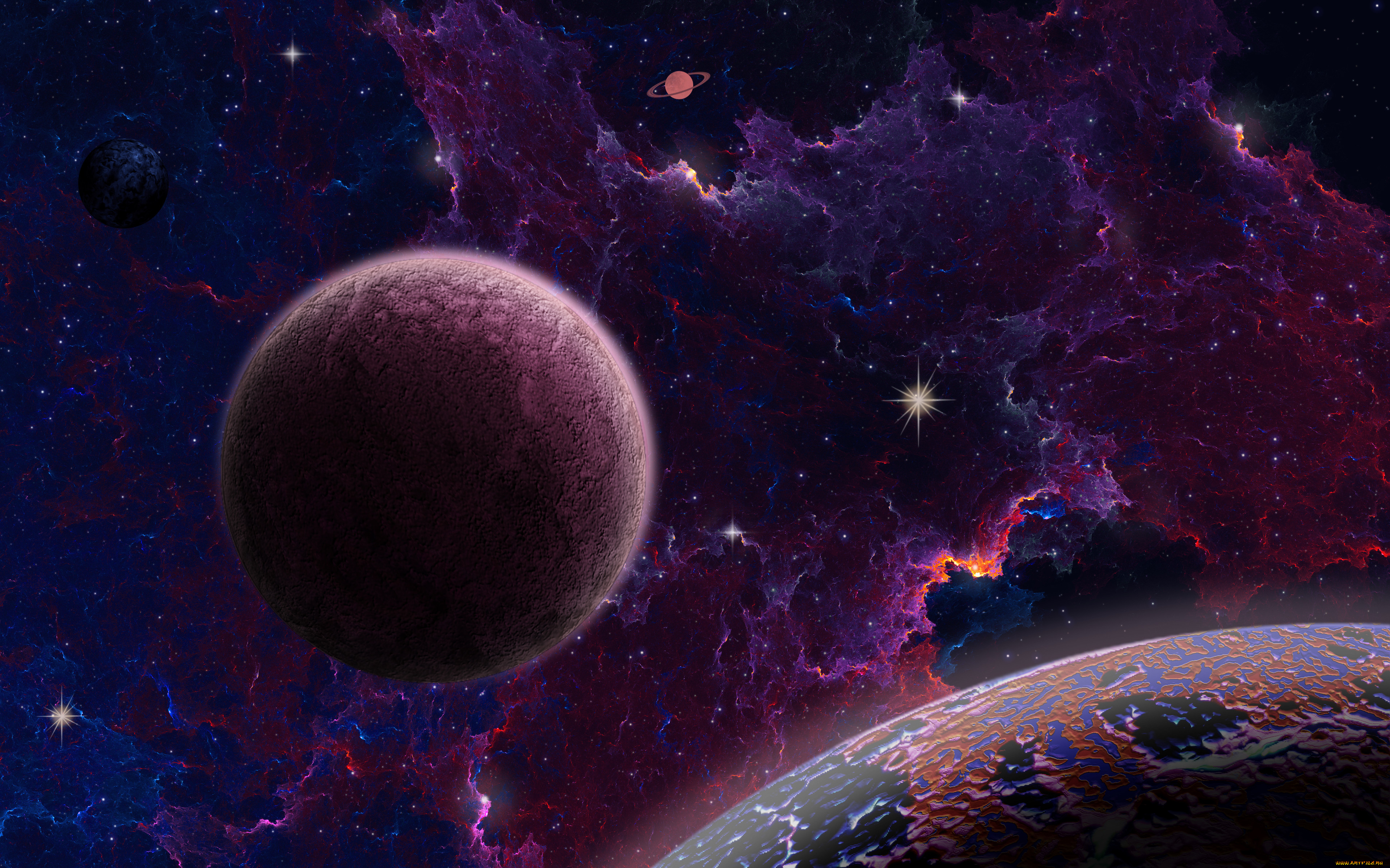 космос, арт, планеты, вселенная, звезды, галактика