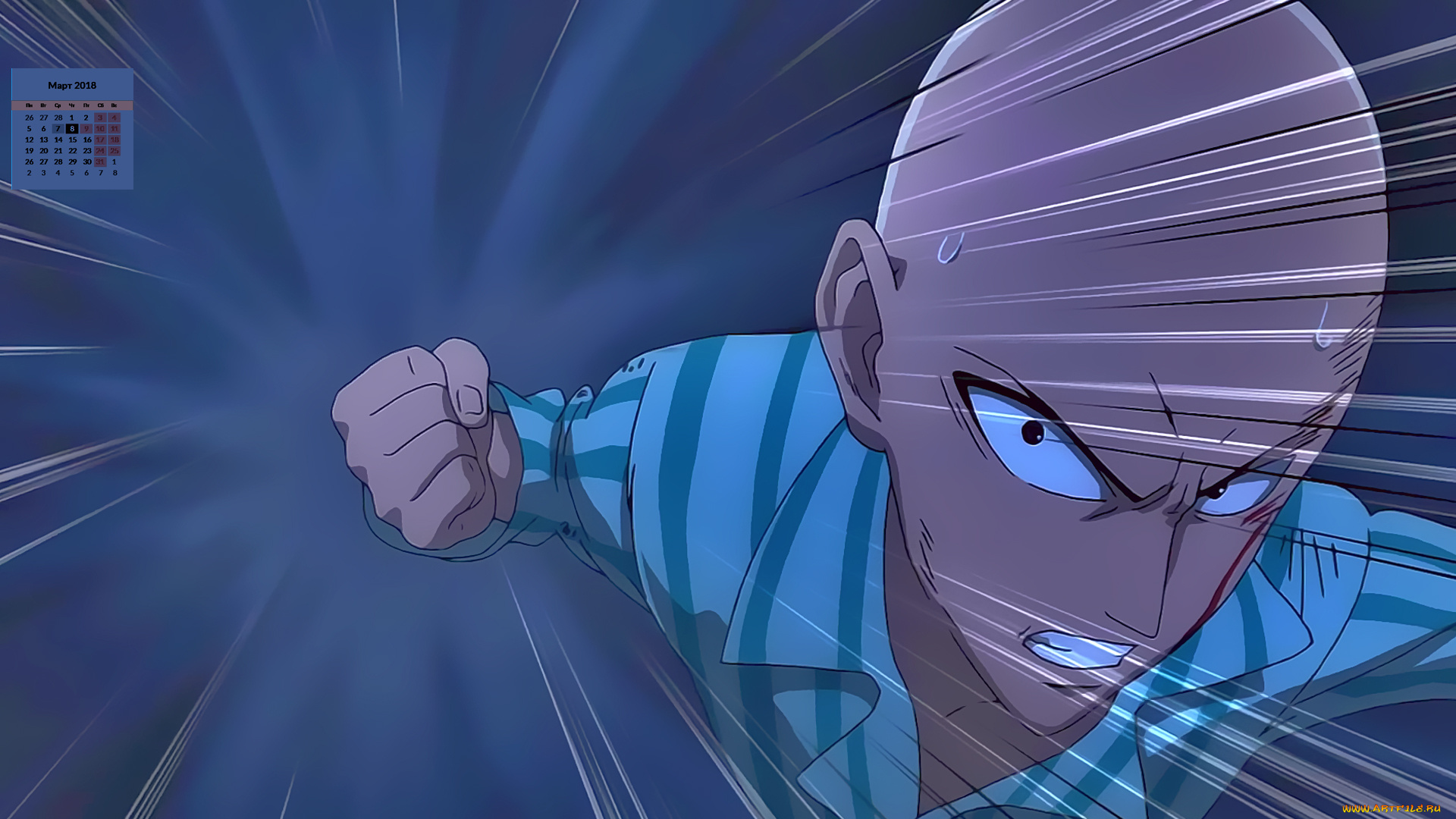 календари, аниме, 2018, взгляд, удар, парень