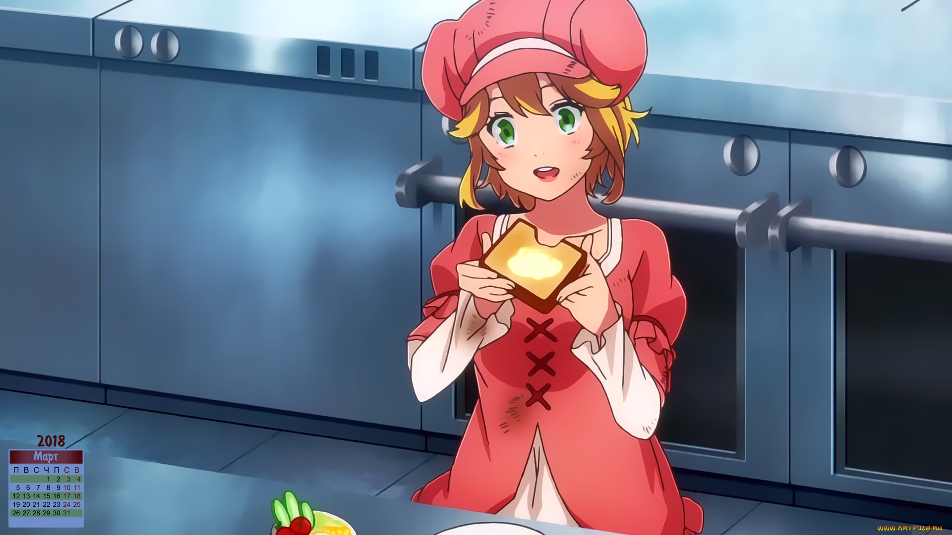 календари, аниме, взгляд, девочка, 2018