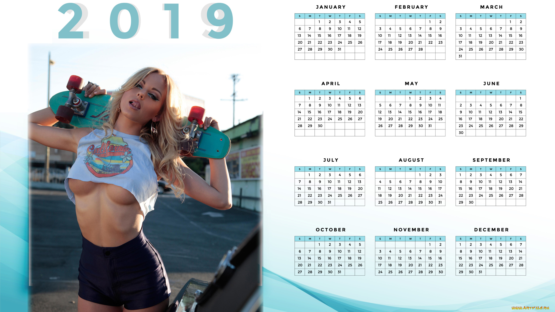 календари, девушки, скейтборд, женщина