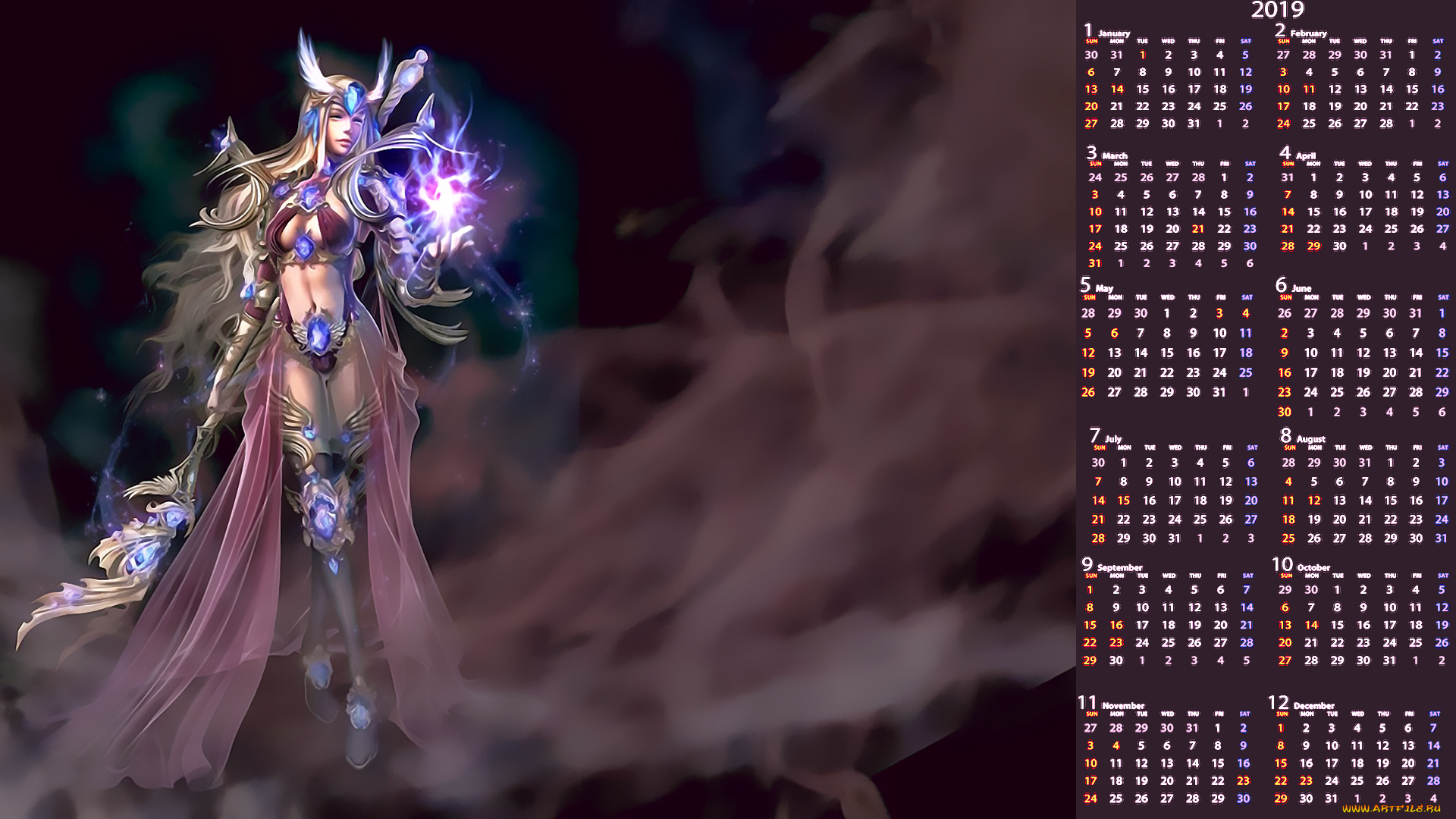 календари, видеоигры, девушка, магия