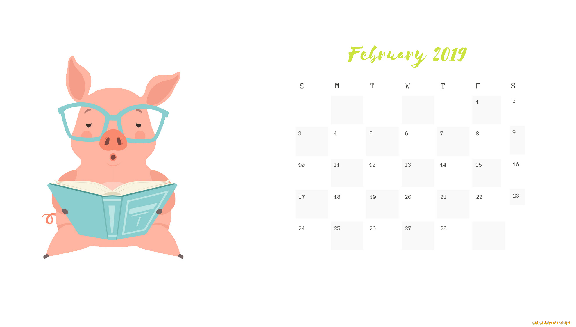 календари, рисованные, , векторная, графика, поросенок, книга, свинья, очки