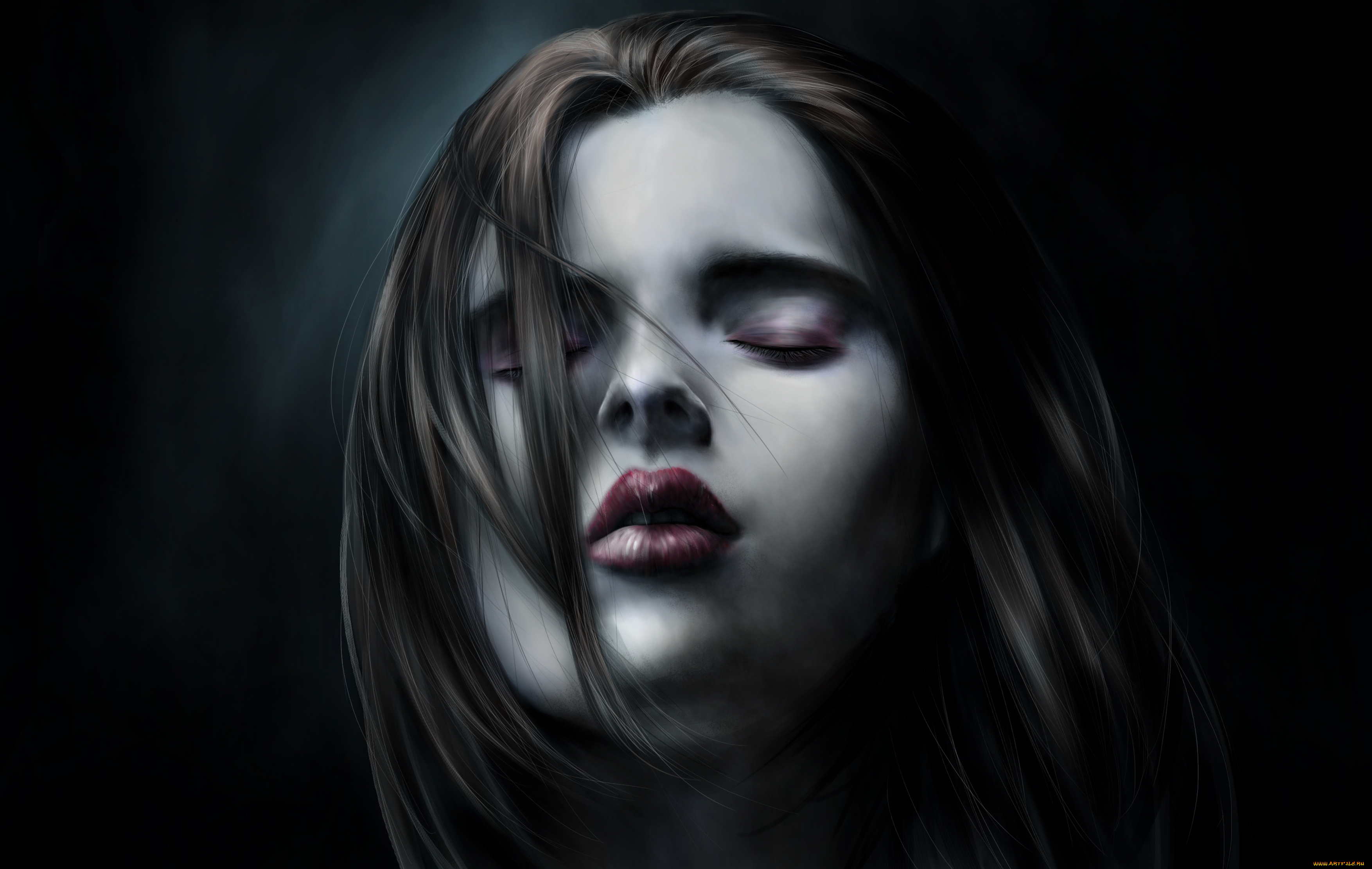 рисованное, люди, фон, девушка