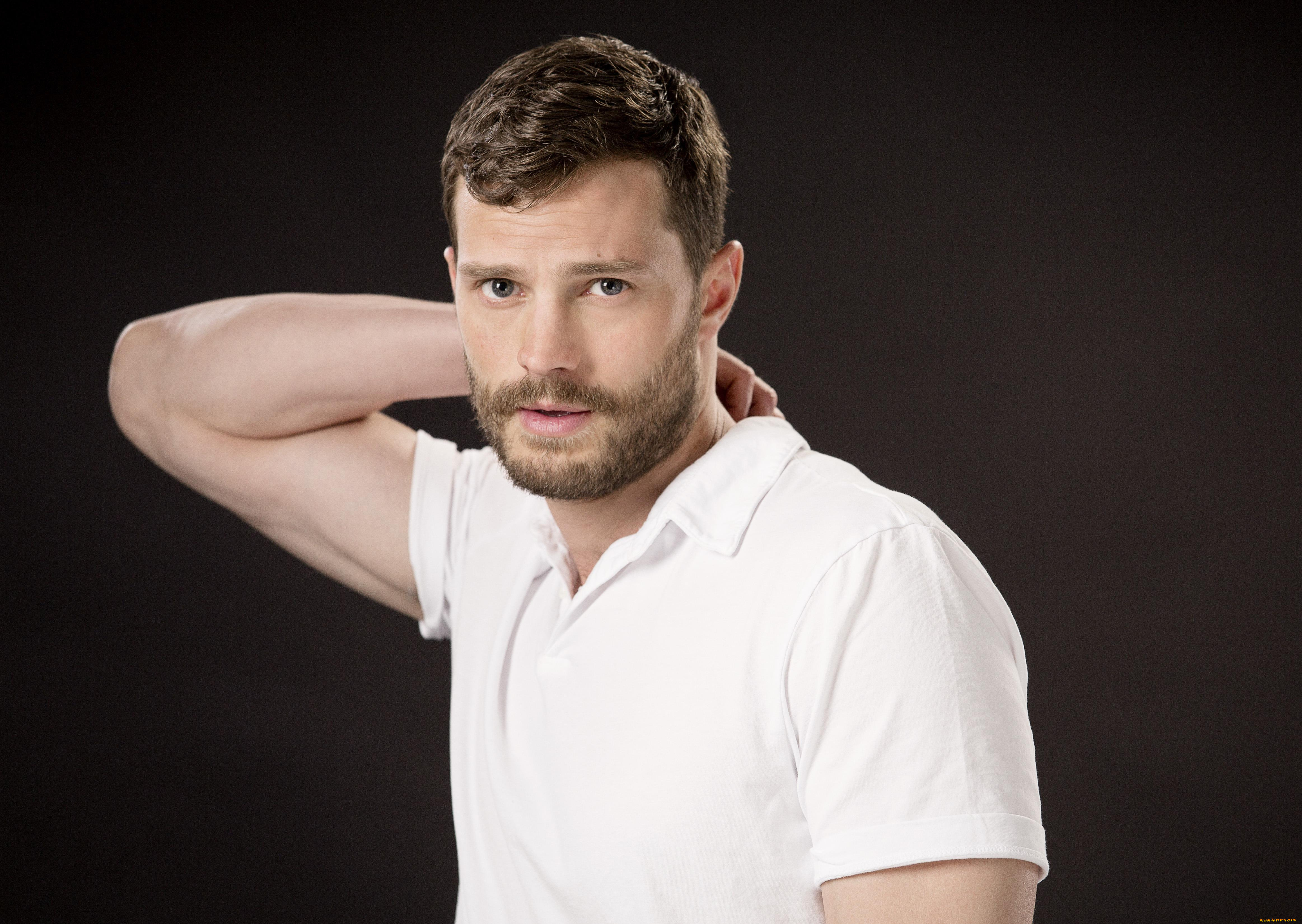 мужчины, jamie, dornan, актер, борода, футболка