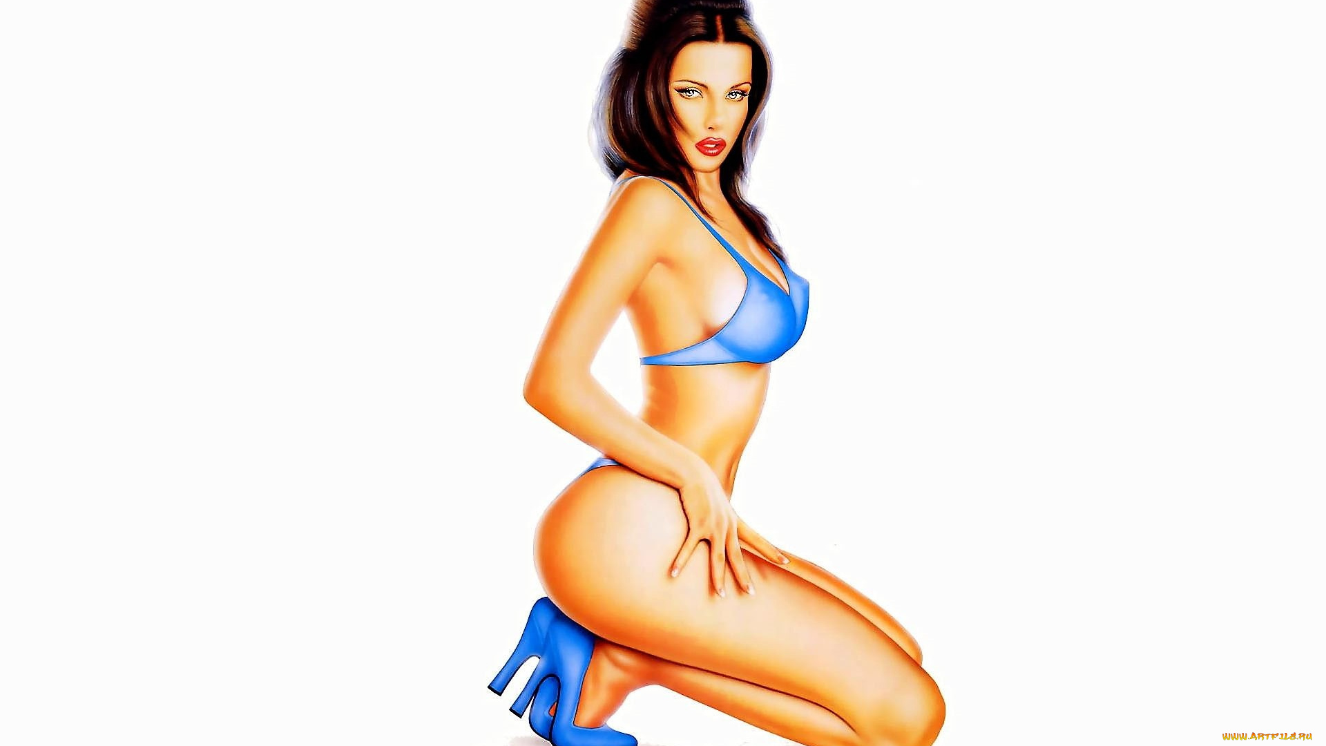 рисованное, carlos, cartagena, девушка, купальник, каблуки