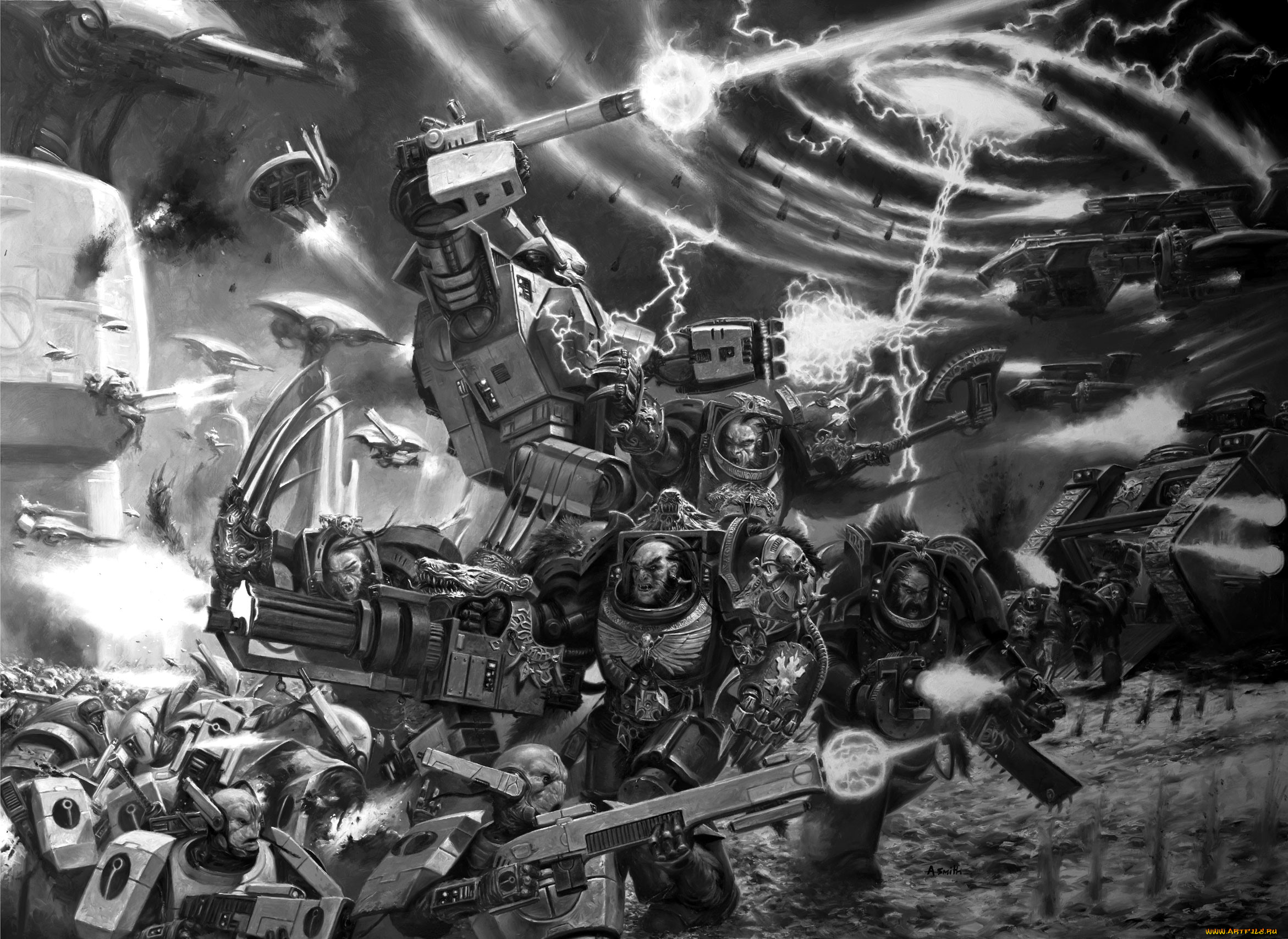 видео, игры, warhammer, 40k, киборги, война