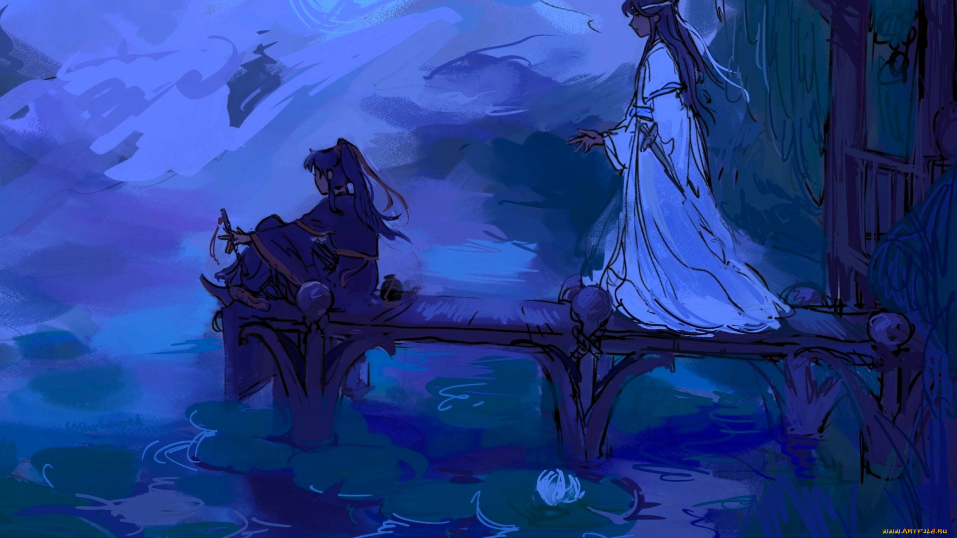 аниме, mo, dao, zu, shi, вэй, усянь, лань, ванцзи, причал, озеро