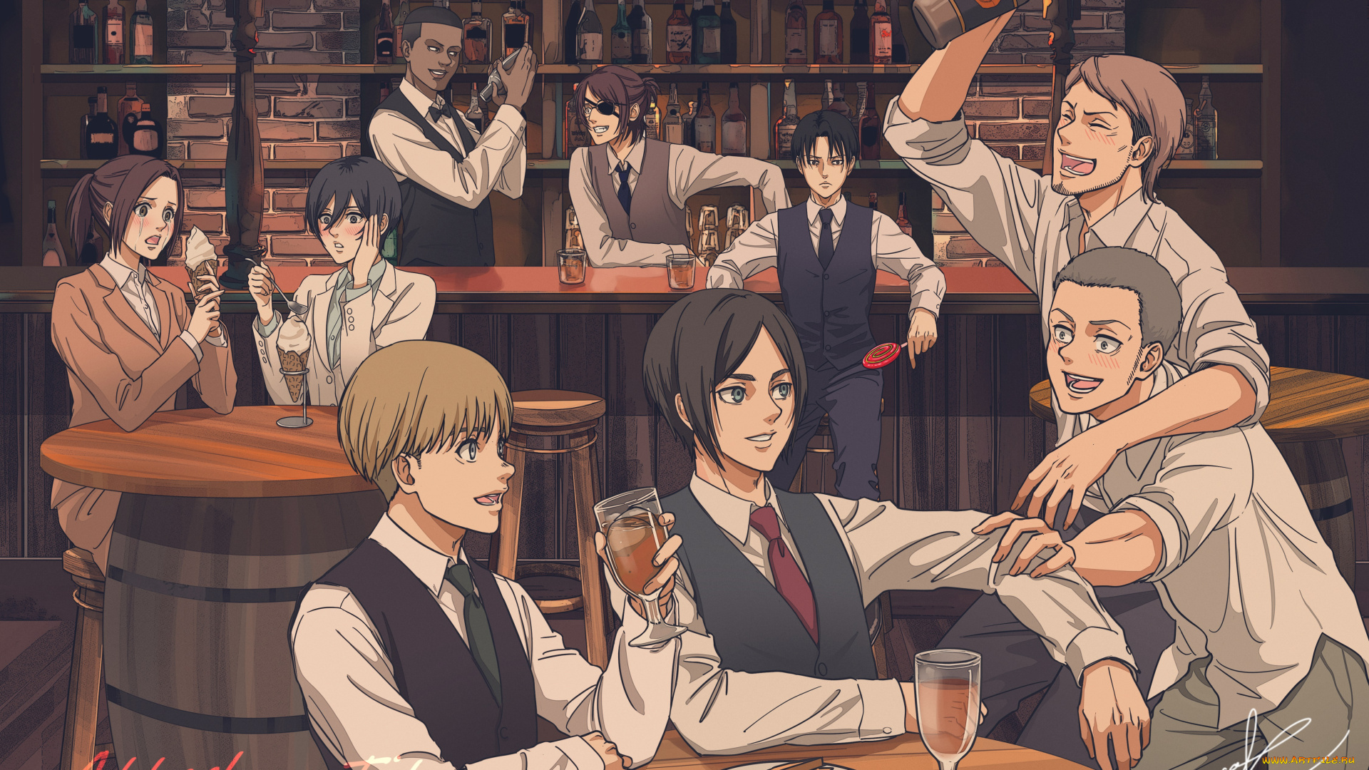 аниме, shingeki, no, kyojin, атака, титанов