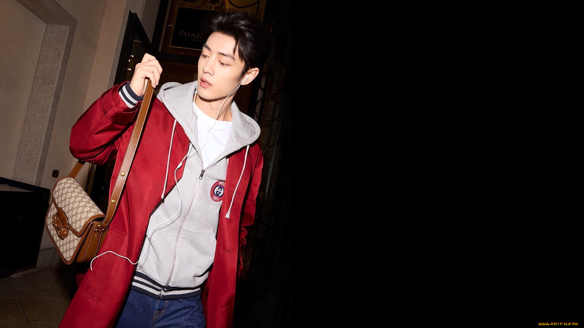 мужчины, xiao, zhan, актер, пальто, куртка, сумка