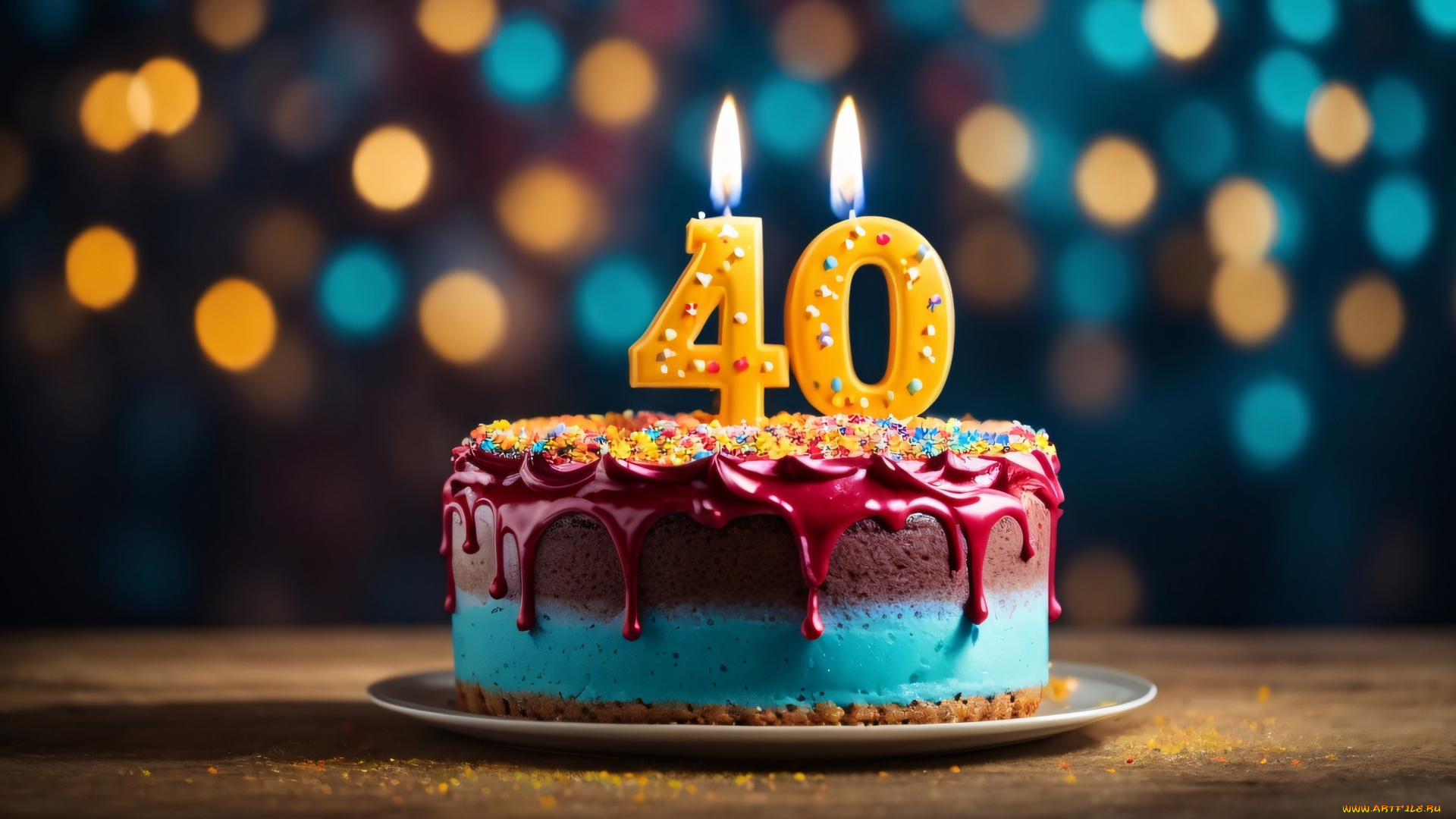 праздничные, день, рождения, торт, свечи, цифра