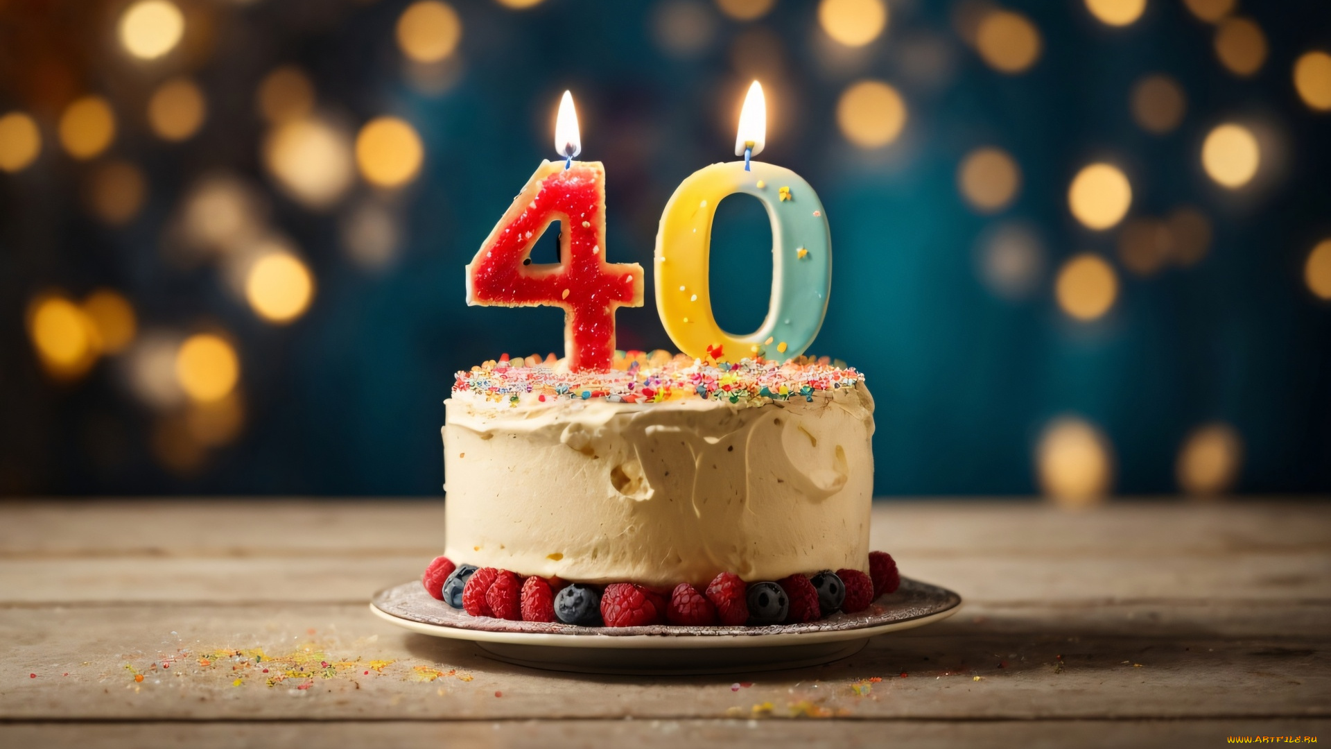 праздничные, день, рождения, торт, свечи, цифра