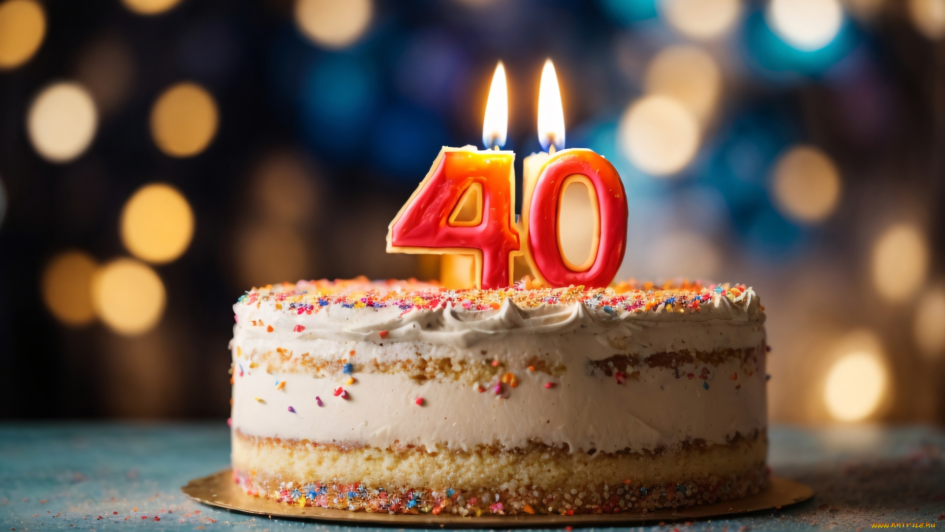 праздничные, день, рождения, торт, свечи, цифра