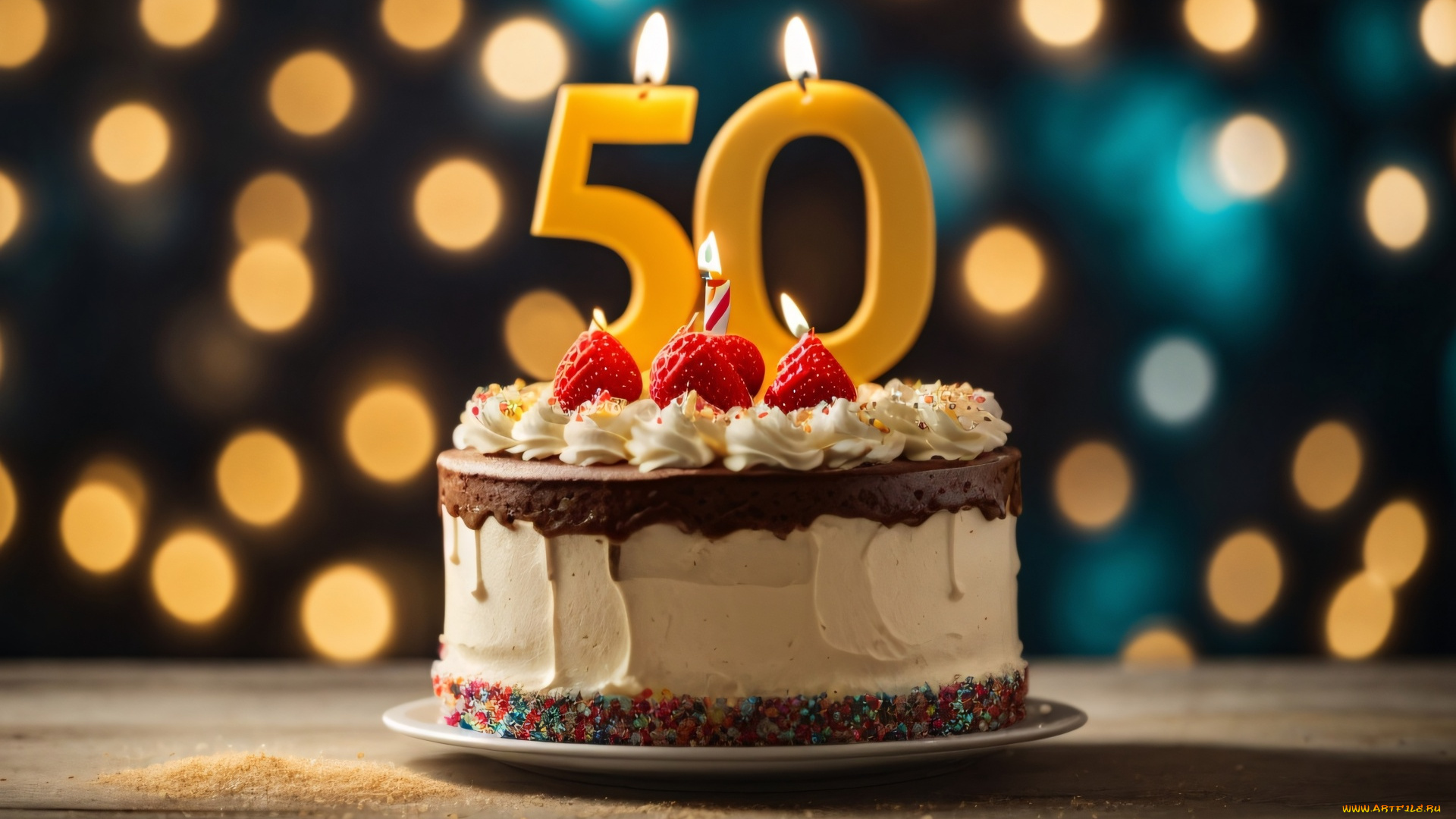 праздничные, день, рождения, торт, свечи, цифра