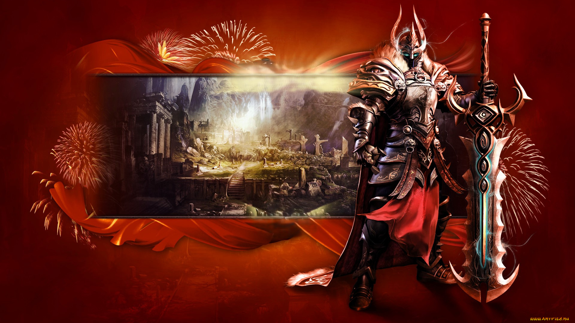 видео, игры, mummy, online, воин, доспех, меч, салют, развалины