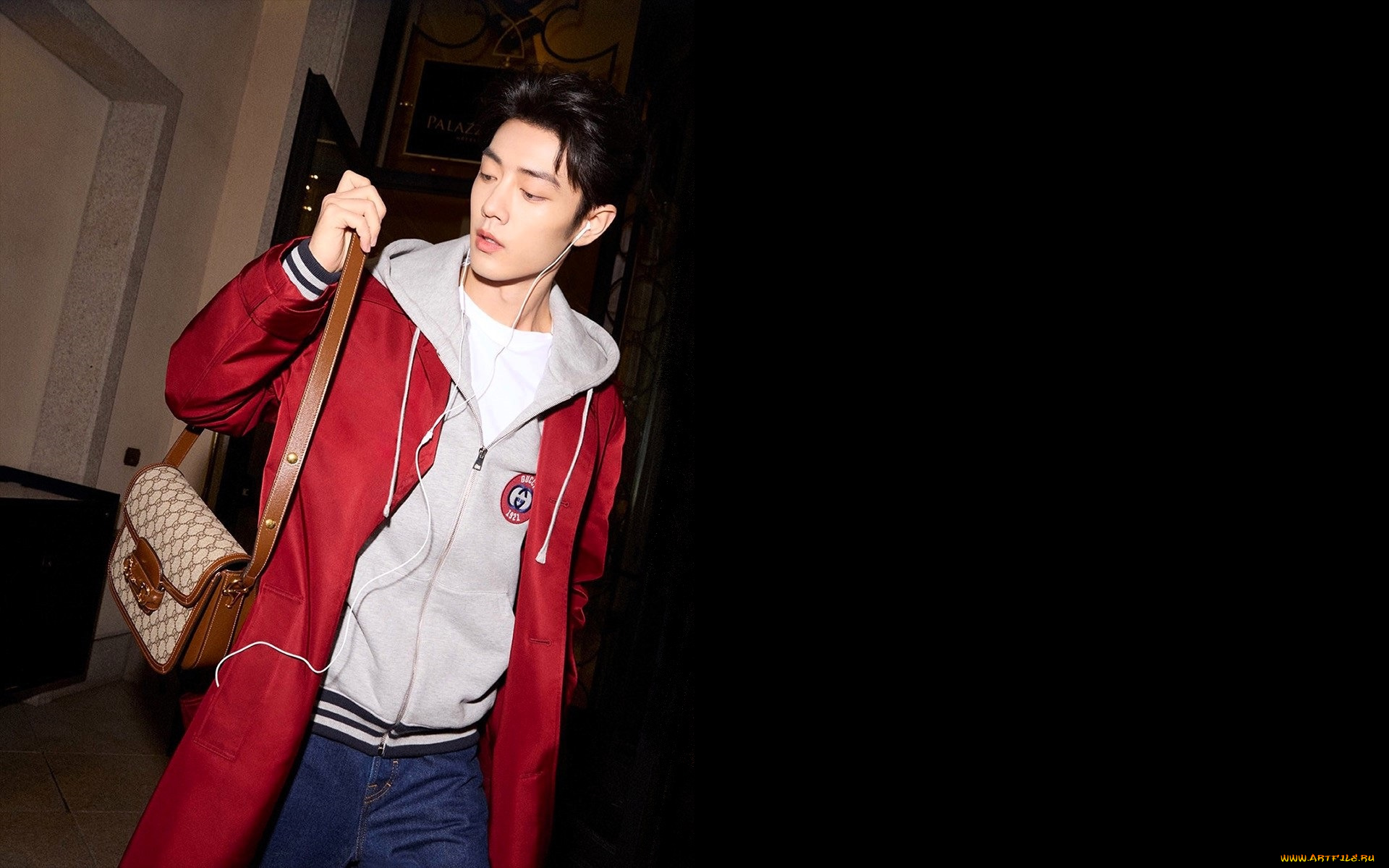 мужчины, xiao, zhan, актер, пальто, куртка, сумка