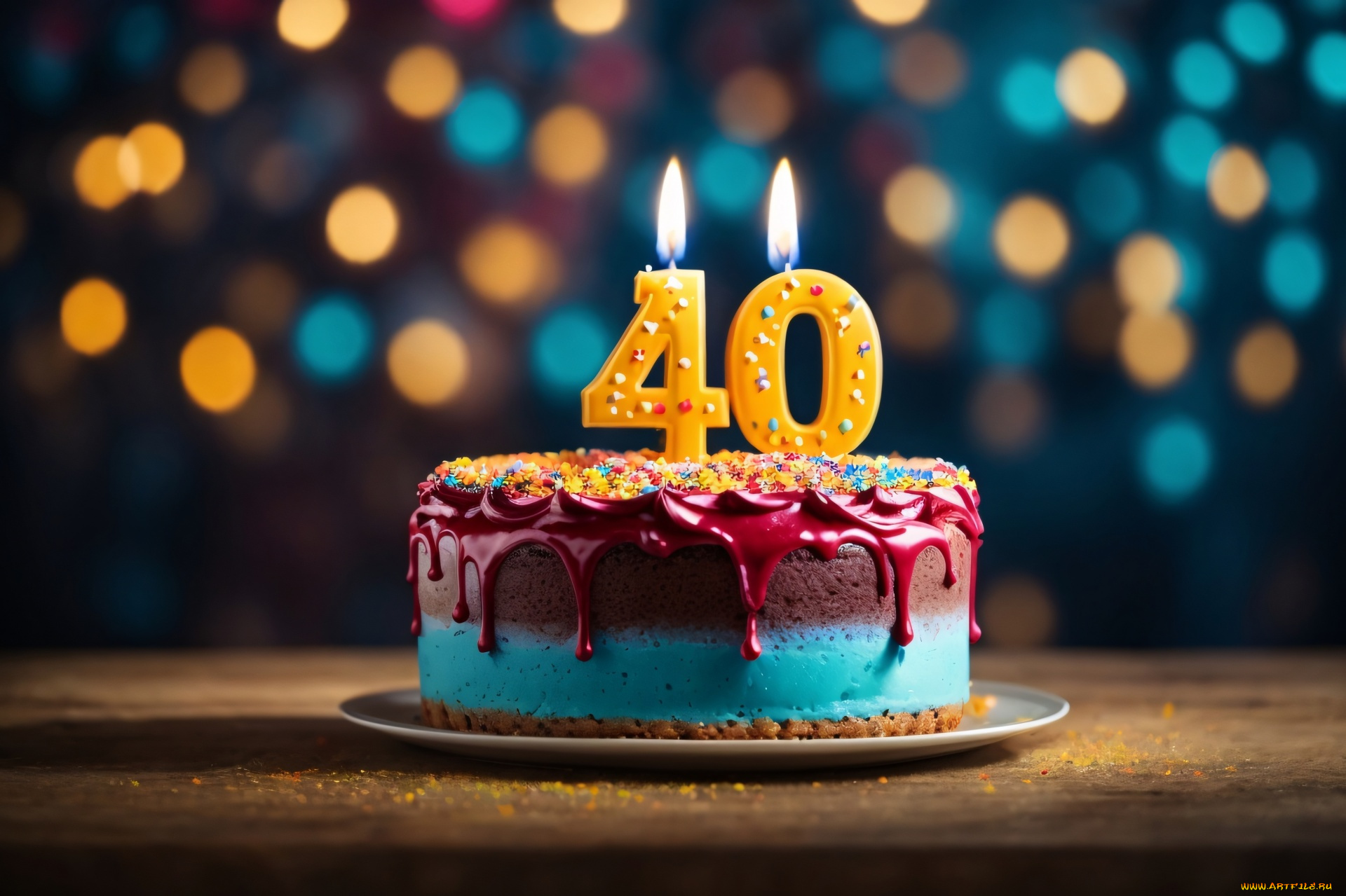 праздничные, день, рождения, торт, свечи, цифра