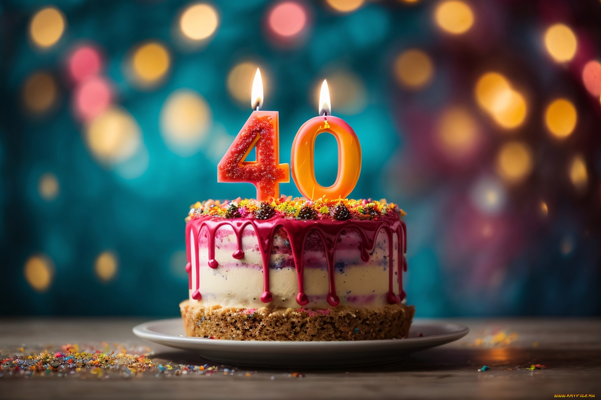 праздничные, день, рождения, торт, свечи, цифра