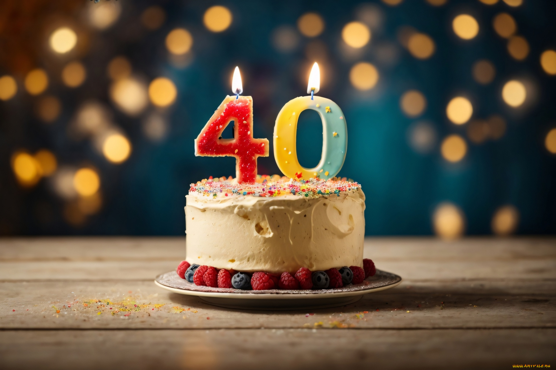 праздничные, день, рождения, торт, свечи, цифра