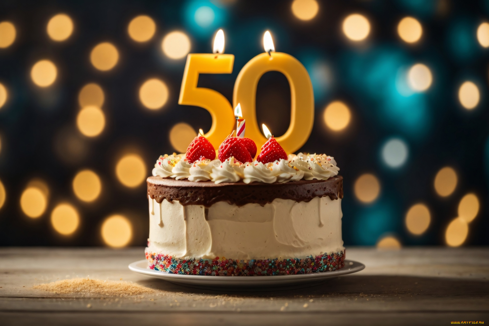 праздничные, день, рождения, торт, свечи, цифра