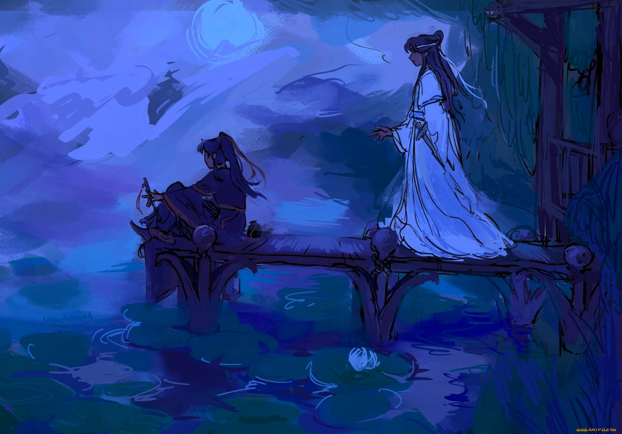 аниме, mo, dao, zu, shi, вэй, усянь, лань, ванцзи, причал, озеро